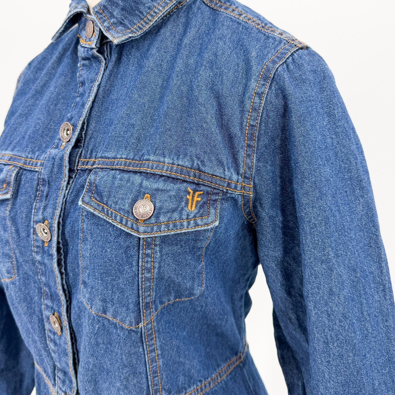 Frye Blue 100% Cotton Button Front Pocket Denim Mini Shirt Dress Size S / US 4 / IT 40 - 3 Thumbnail
