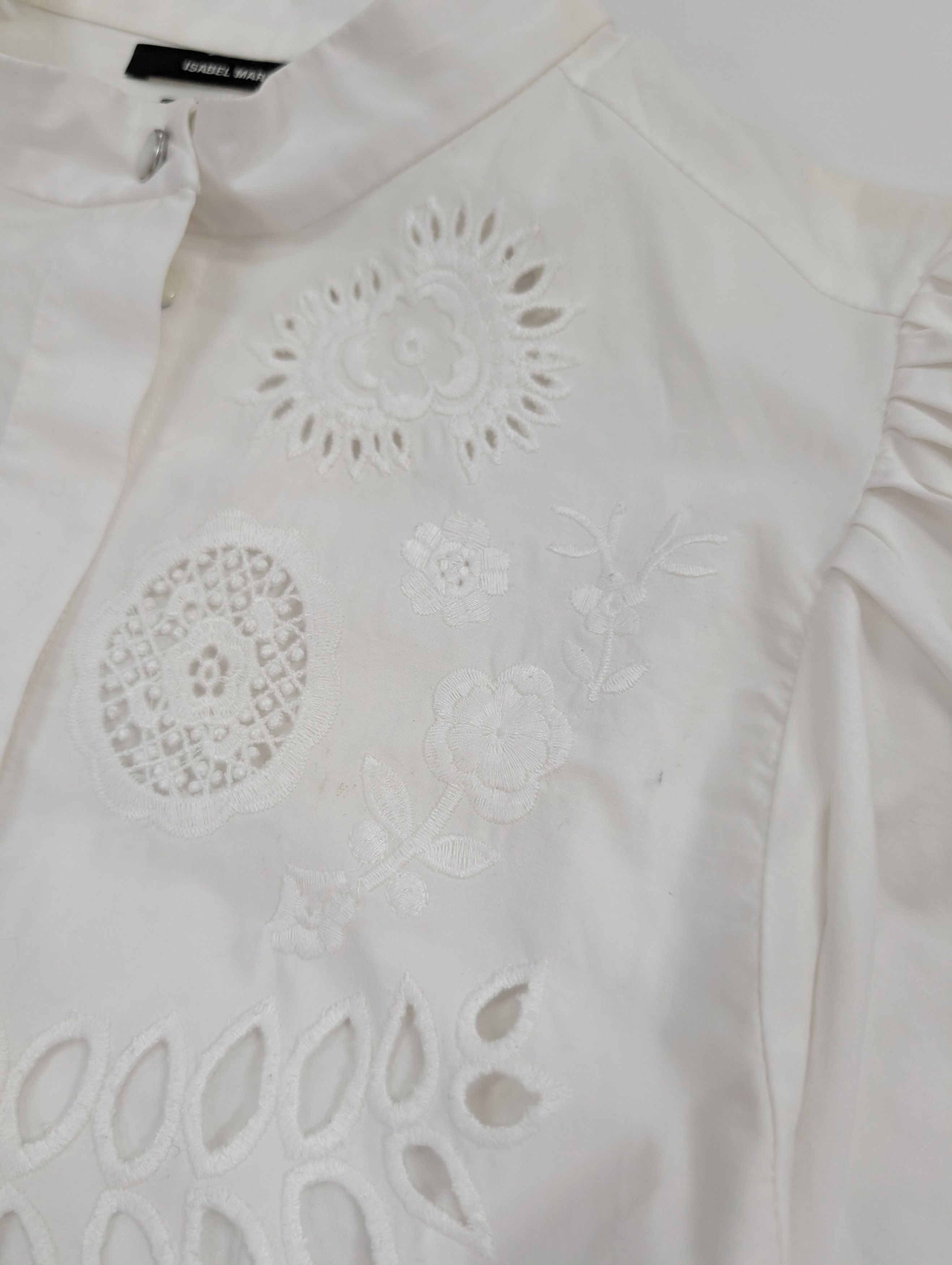 Isabel Marant Etoile Isabel Marant White Danala Borderie Anglaise Blouse Size XS / US 0-2 / IT 36-38 - 4 Thumbnail