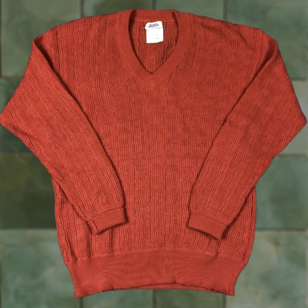 Vintage VINTAGE Maurizio Baldassari Red Knit Sweater Men’s Medium Made In Italy Cotton Shirt Size US M / EU 48-50 / 2 - 1 Thumbnail