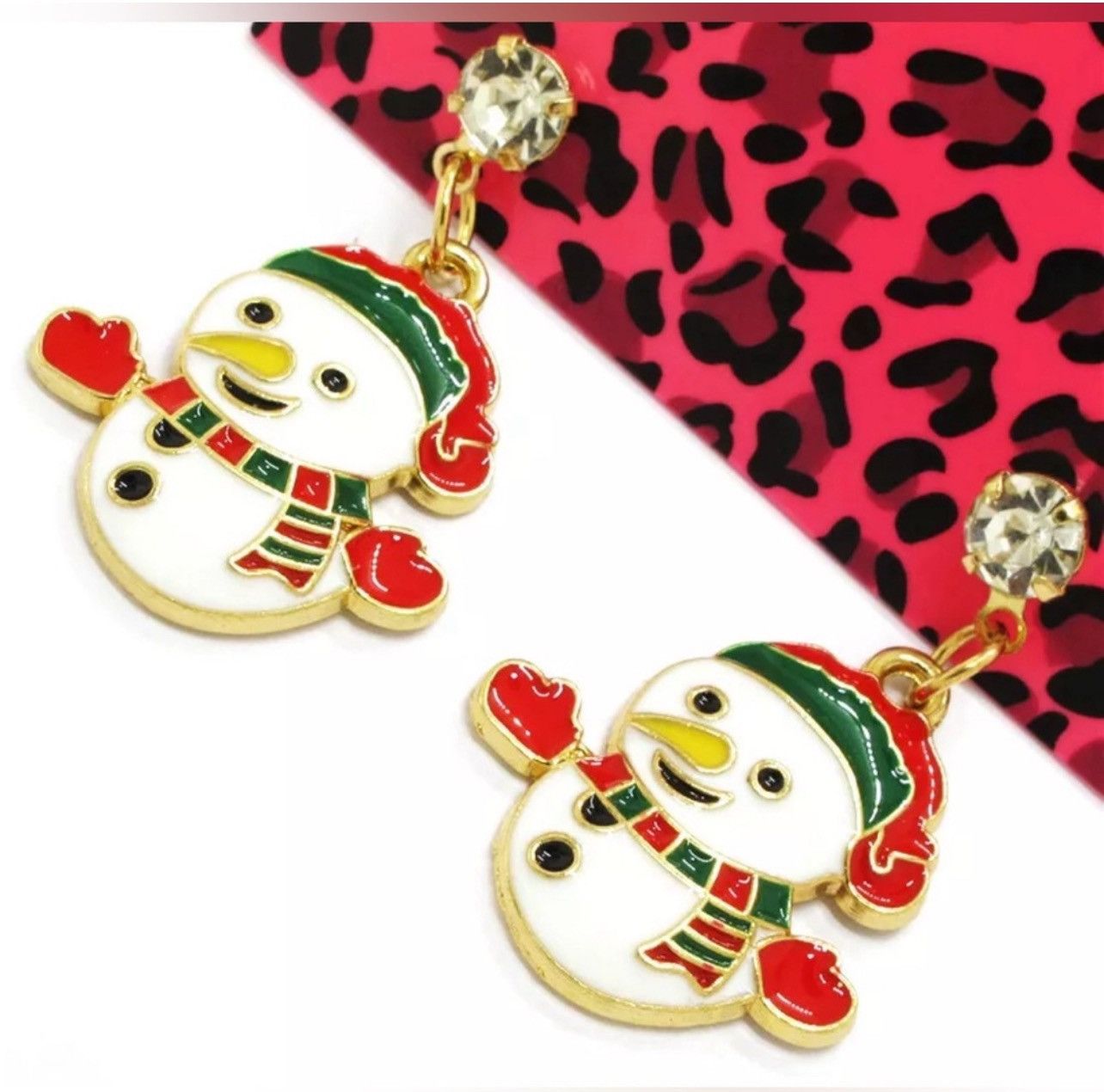 Betsey Johnson BETSEY JOHNSON Snowman Winter Crystal Studded Drop Earrings Size ONE SIZE - 2 Thumbnail