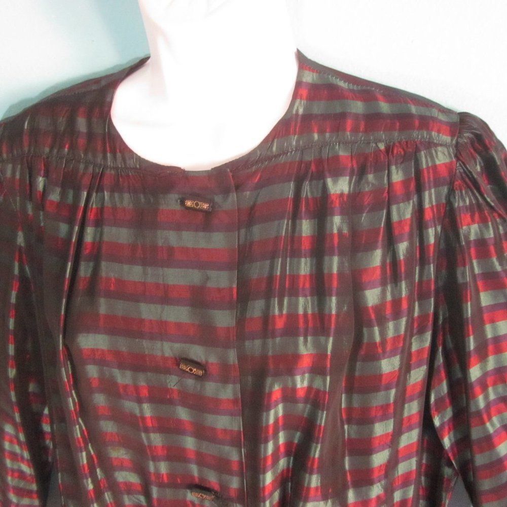 Vintage Vintage Silk Striped Shirt / Jacket - Fits Size L Size L / US 10 / IT 46 - 2 Thumbnail