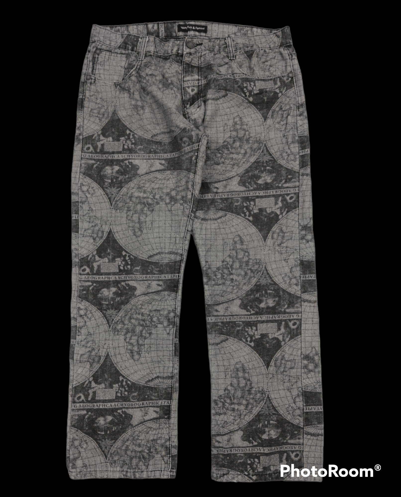 Japanese Brand RARE FULLPRINTED YOUNG RICH & FAMOUS DENIM PANTS Size US 35 - 1 Thumbnail