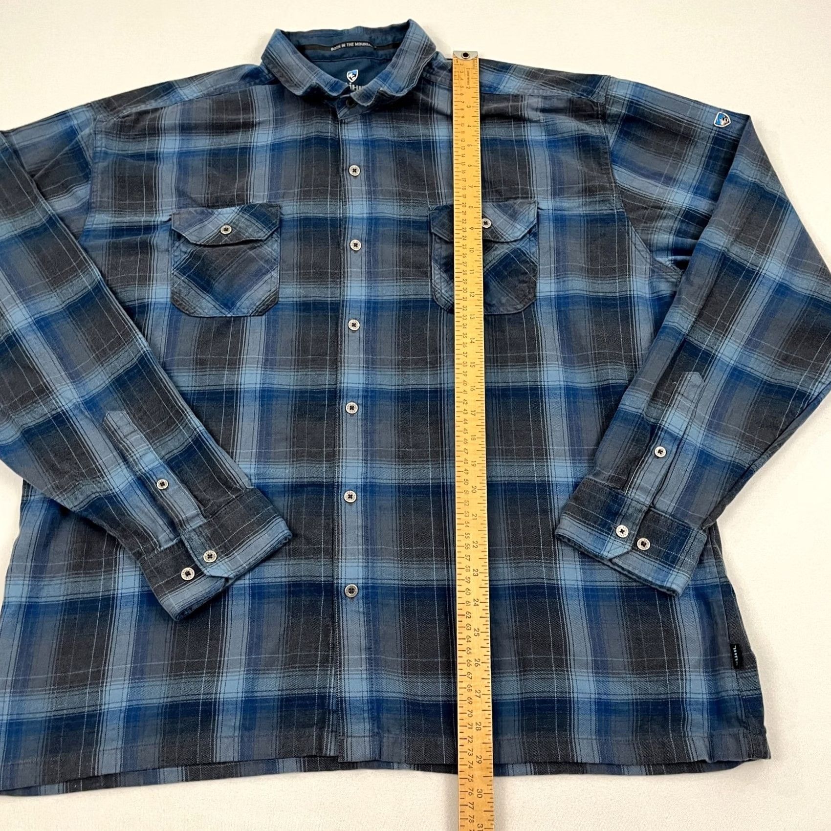 Vintage Kuhl Dillingr Flannel Shirt Mens 3XL XXXL Blue Plaid Button Up Hiking Gorpcore Size US XXL / EU 58 / 5 - 5 Thumbnail