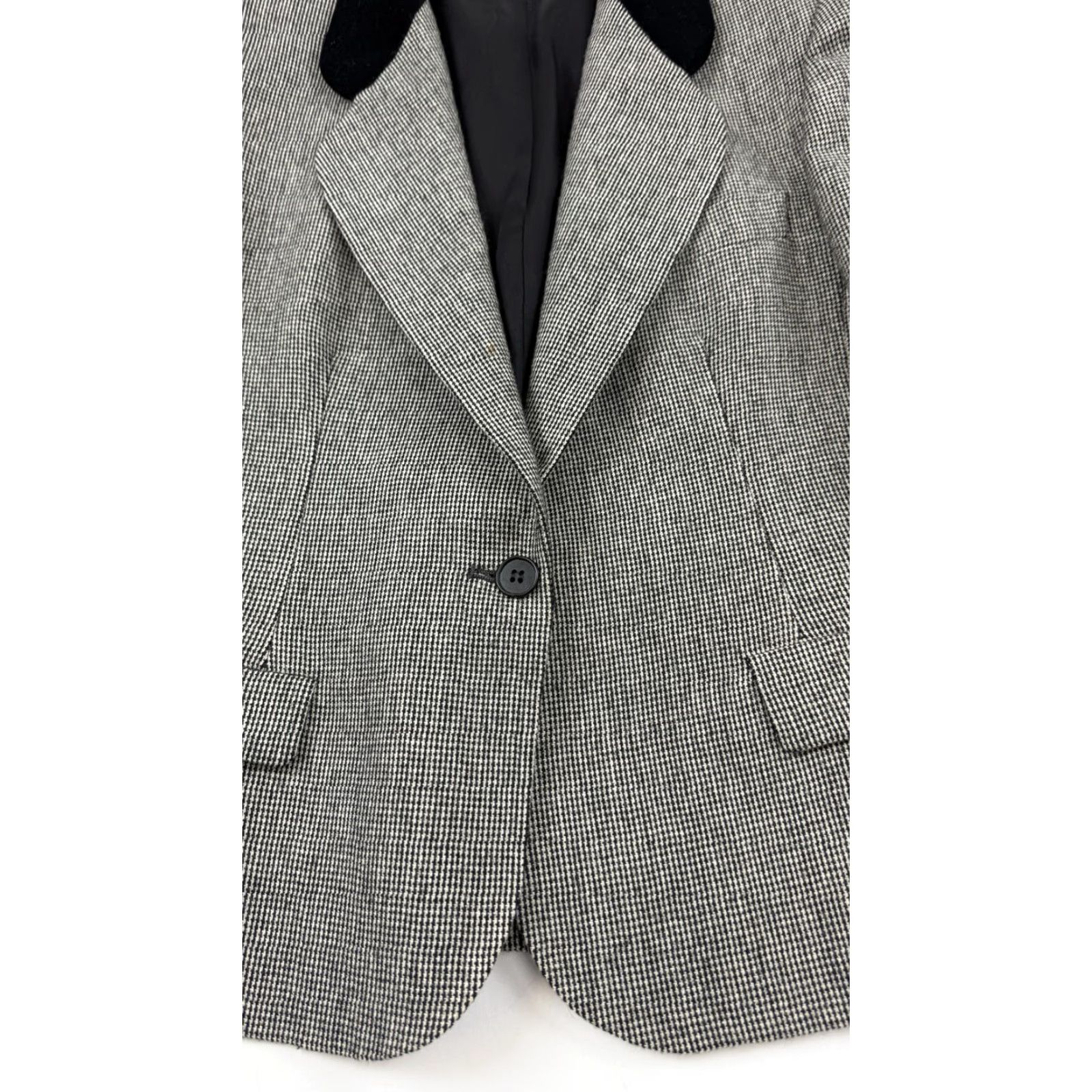 Evan Picone VINTAGE Evan Picone Blazer Womens Medium Houndstooth Velvet Collar Jacket Size M / US 6-8 / IT 42-44 - 3 Thumbnail