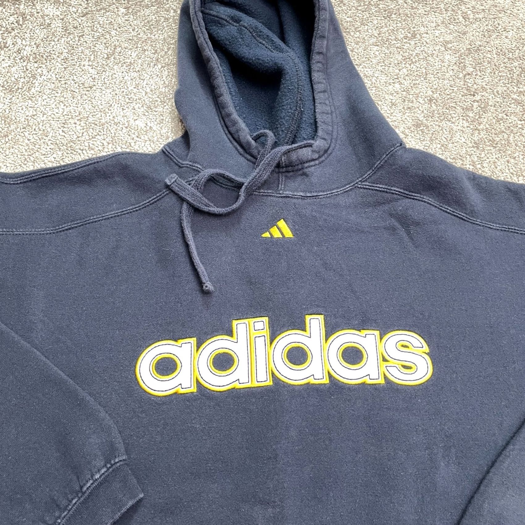 Adidas Adidas Graphic Hoodie Sweatshirt Mens Large Navy Blue Drawstring Casual Outdoor Size US L / EU 52-54 / 3 - 4 Thumbnail