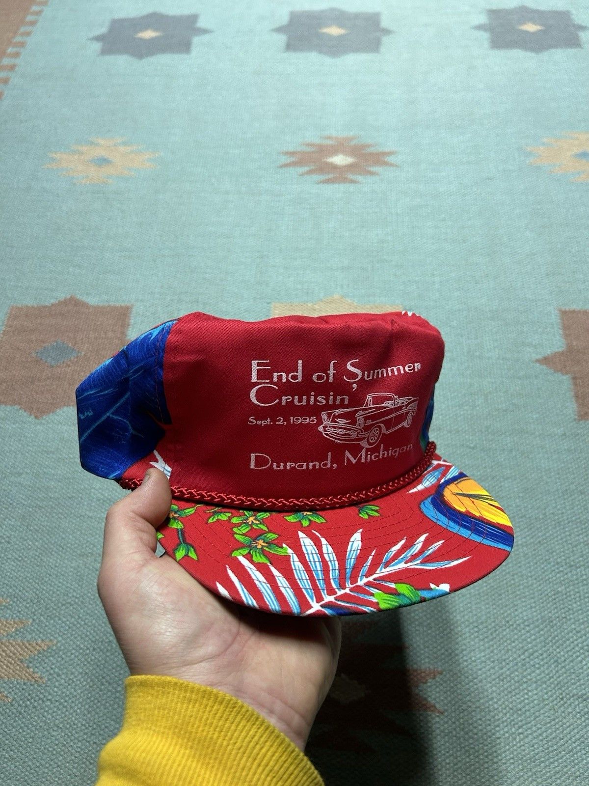 Vintage Vtg hat summer cruising classic car Michigan Hawaiian flower Size ONE SIZE - 1 Thumbnail