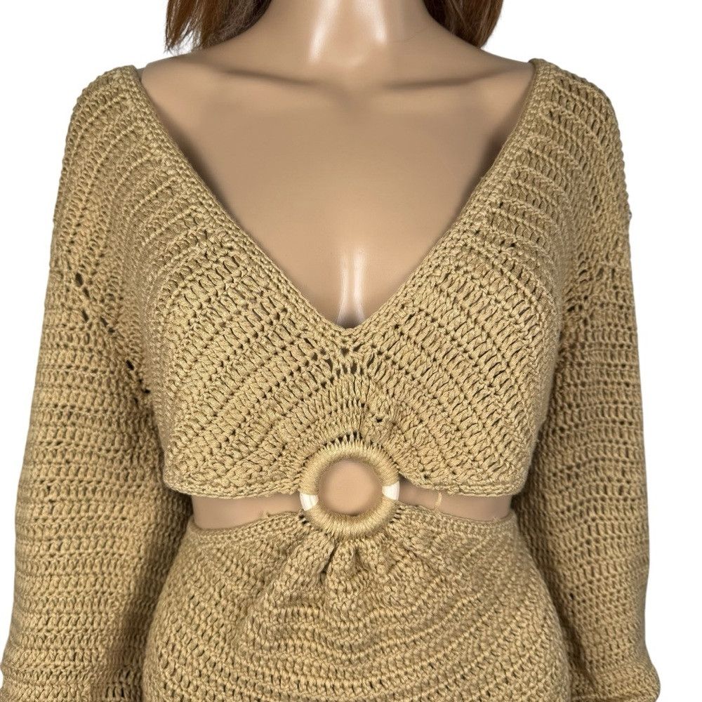 Other New FORE Cut-Out Crochet Beige Mini Dress Size M Size M / US 6-8 / IT 42-44 - 4 Thumbnail