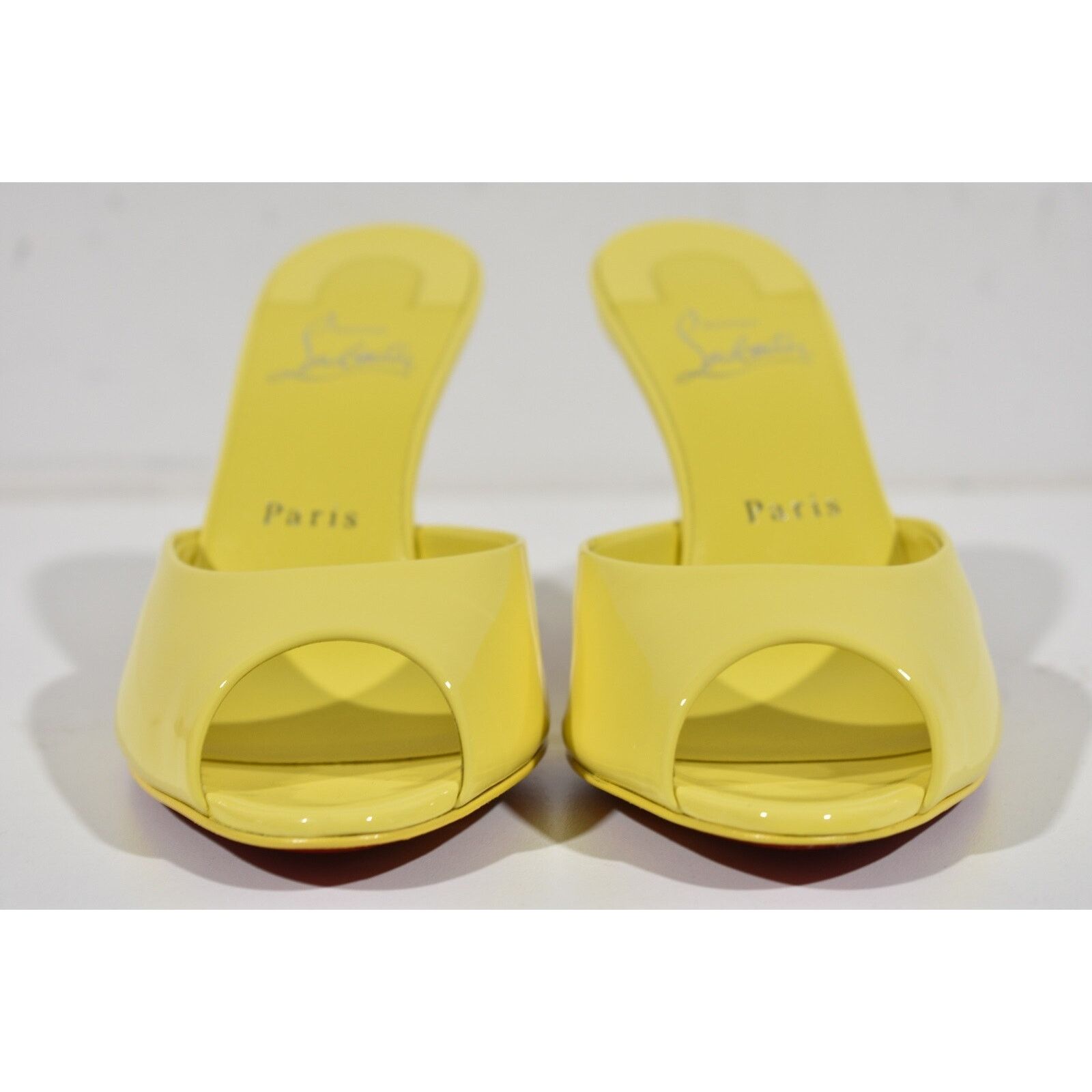 Christian Louboutin Me Dolly 85 Piou Yellow Backless Sandal Mule Heel Pump 37.5 Size US 7.5 / IT 37.5 - 6 Thumbnail