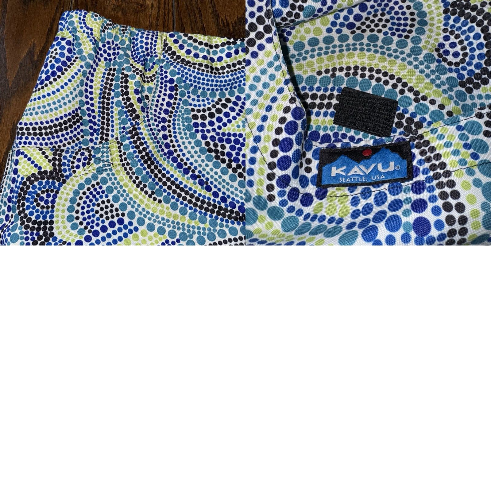 KAVU VINTAGE KAVU Shorts Mens XL Belted Mosaic Blue Green Hiking Climbing USA Size US 36 / EU 52 - 8 Thumbnail