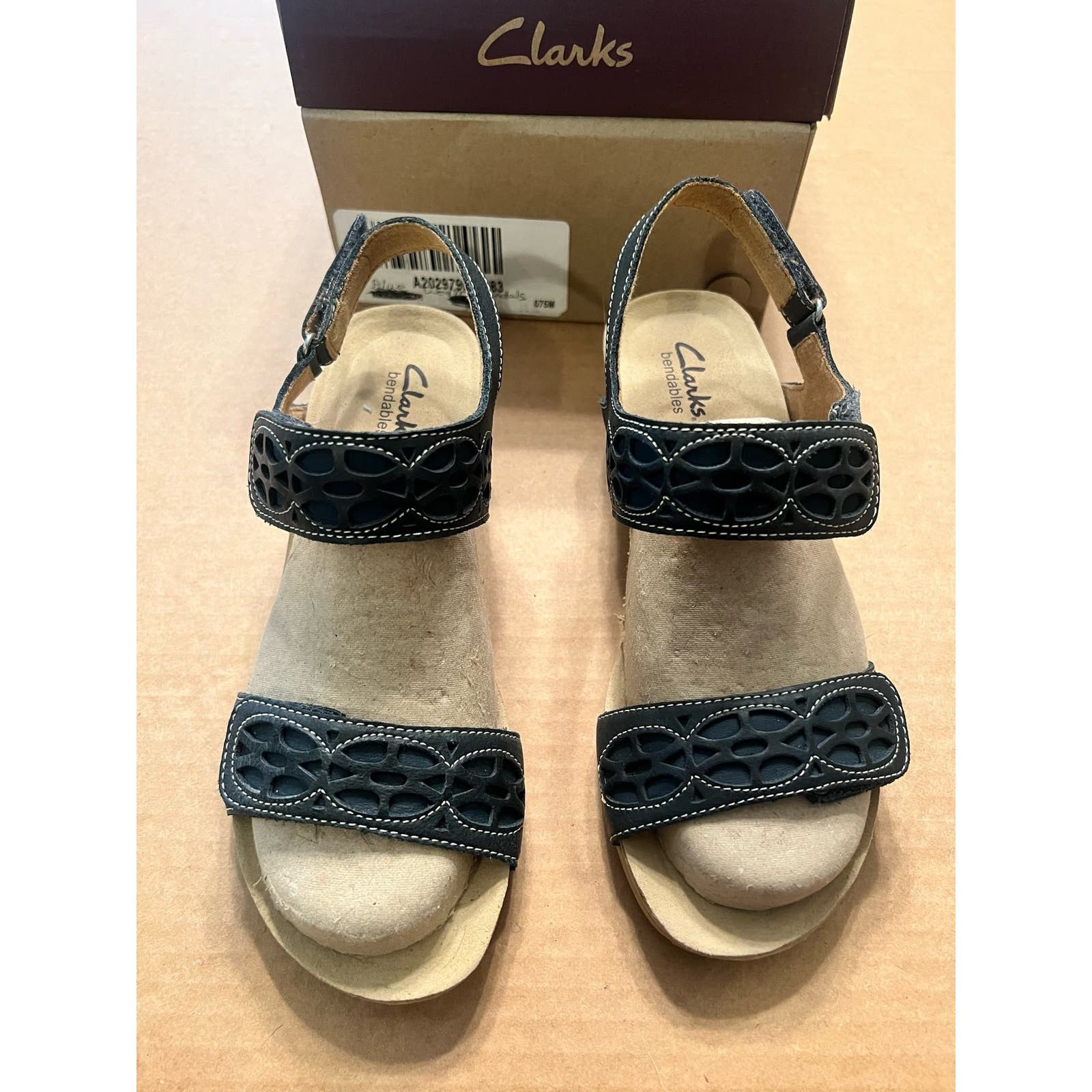 Clarks Clarks navy wedge sandals style 65597 size 7M Grailed