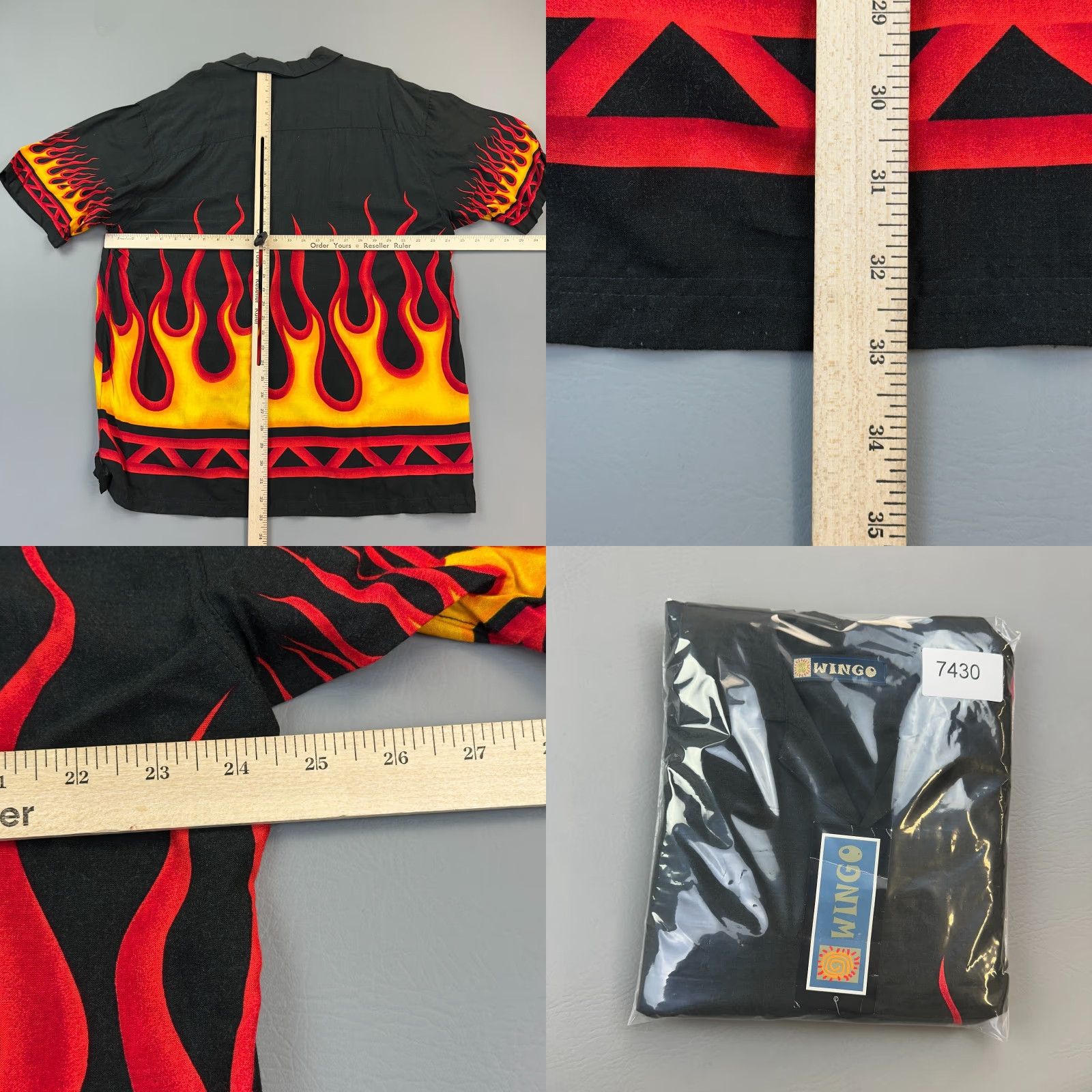 Vintage VINTAGE Wingo Shirt Mens XL Black All Over Flame Print Short Sleeve Camp Y2K Size US XL / EU 56 / 4 - 8 Thumbnail
