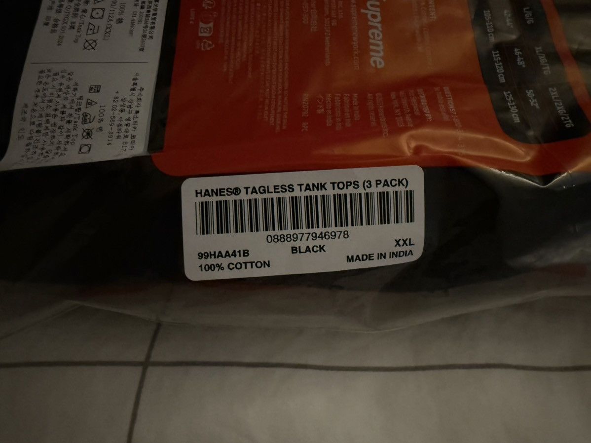 Hanes × Supreme Supreme x Hanes Tank Tops (3 Pack) Black Cotton Size XXL Size US XXL / EU 58 / 5 - 5 Thumbnail