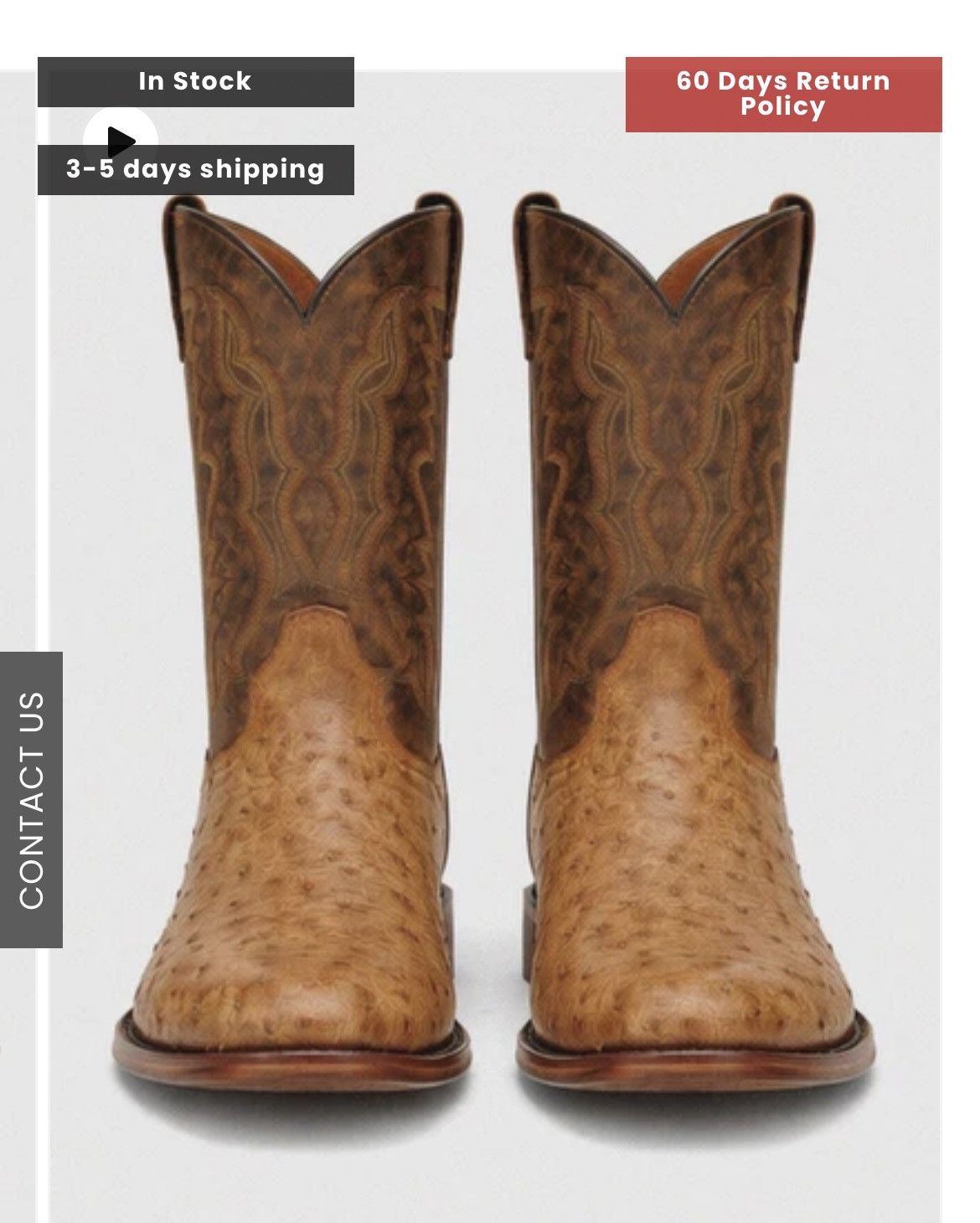 Dan Post Dan Post Gehrig Men's Saddle Western Ostrich Boots Size US 11 / EU 44 - 1 Thumbnail