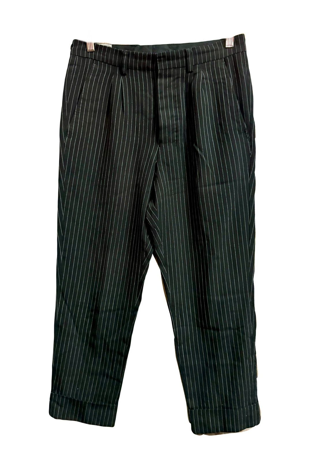 Ami paris black stripped wool pants 36 XS men fw17