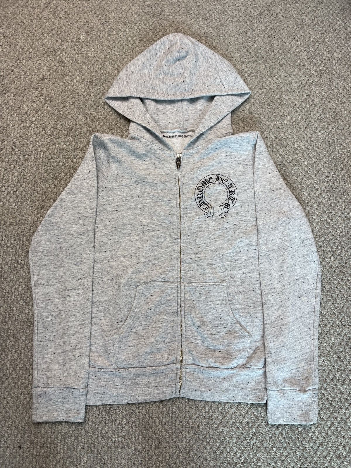 image of Chrome Hearts Mattyboy Fullzip Hoodie in Grey, Men's (Size Small)