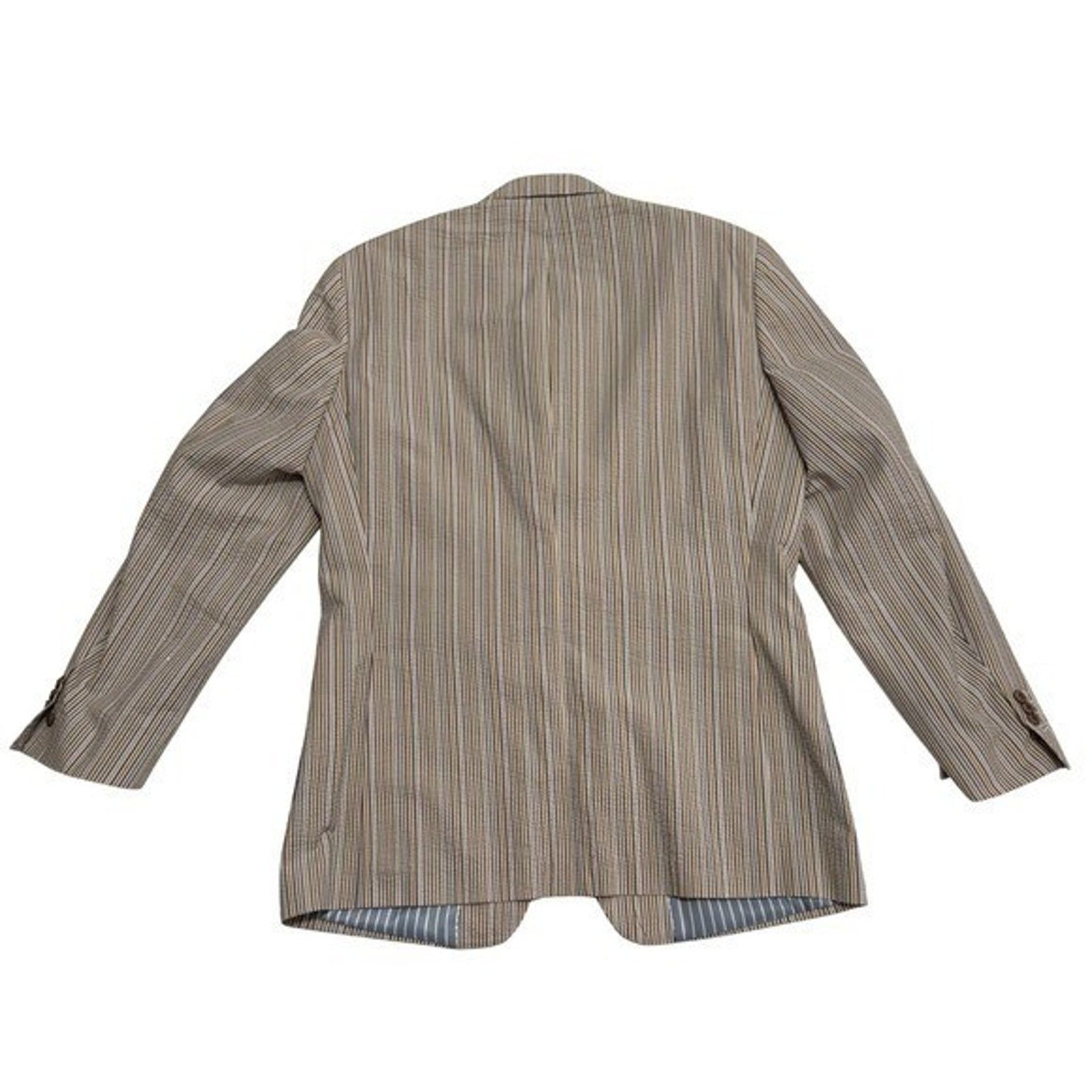 Johnston & Murphy Johnston Murphy Mens Striped Seersucker Blazer Jacket Size M Size 38R - 9 Thumbnail