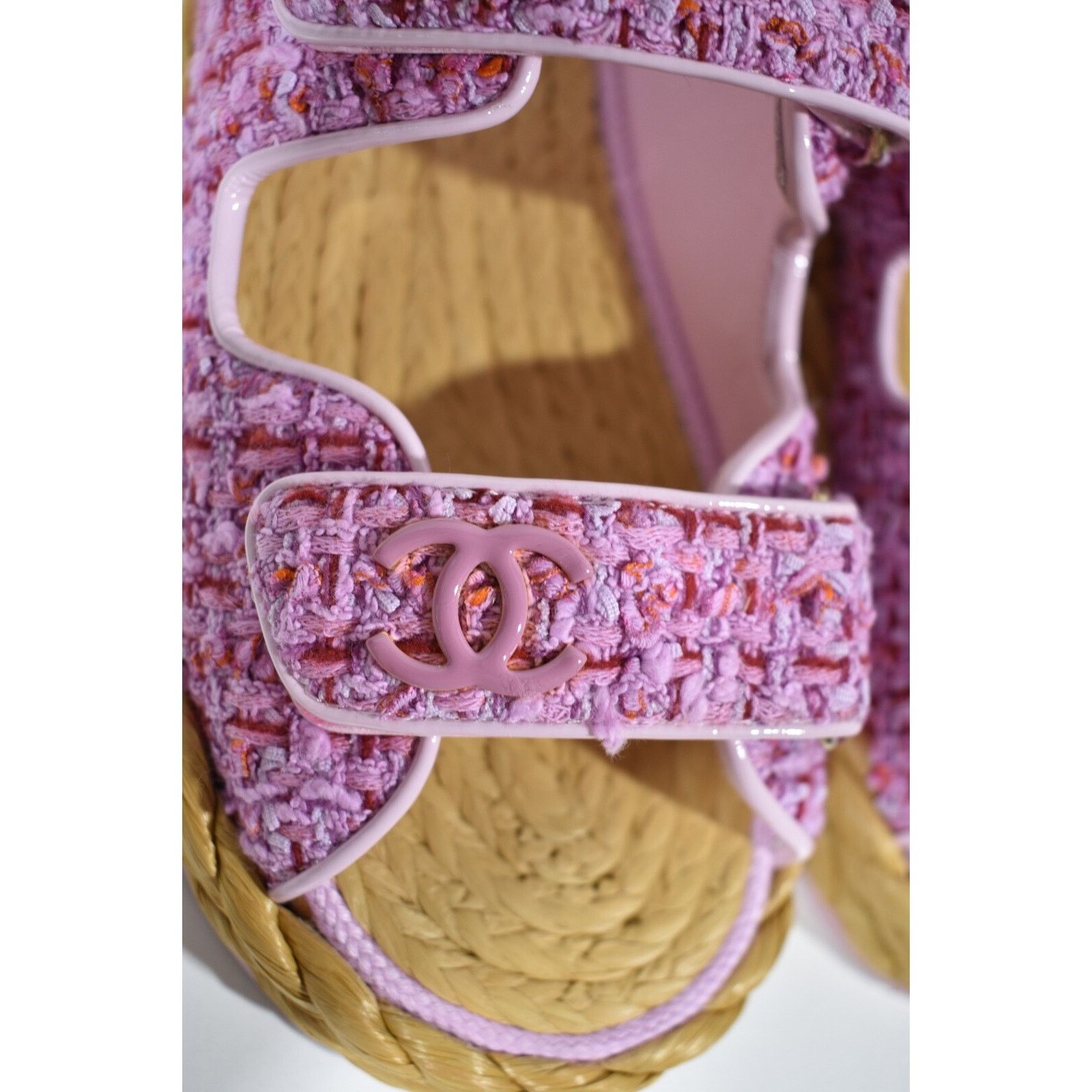 Chanel Chanel 22P Pink Purple Tweed Braid CC Logo Mule Slide Size US 10 / IT 40 - 8 Thumbnail