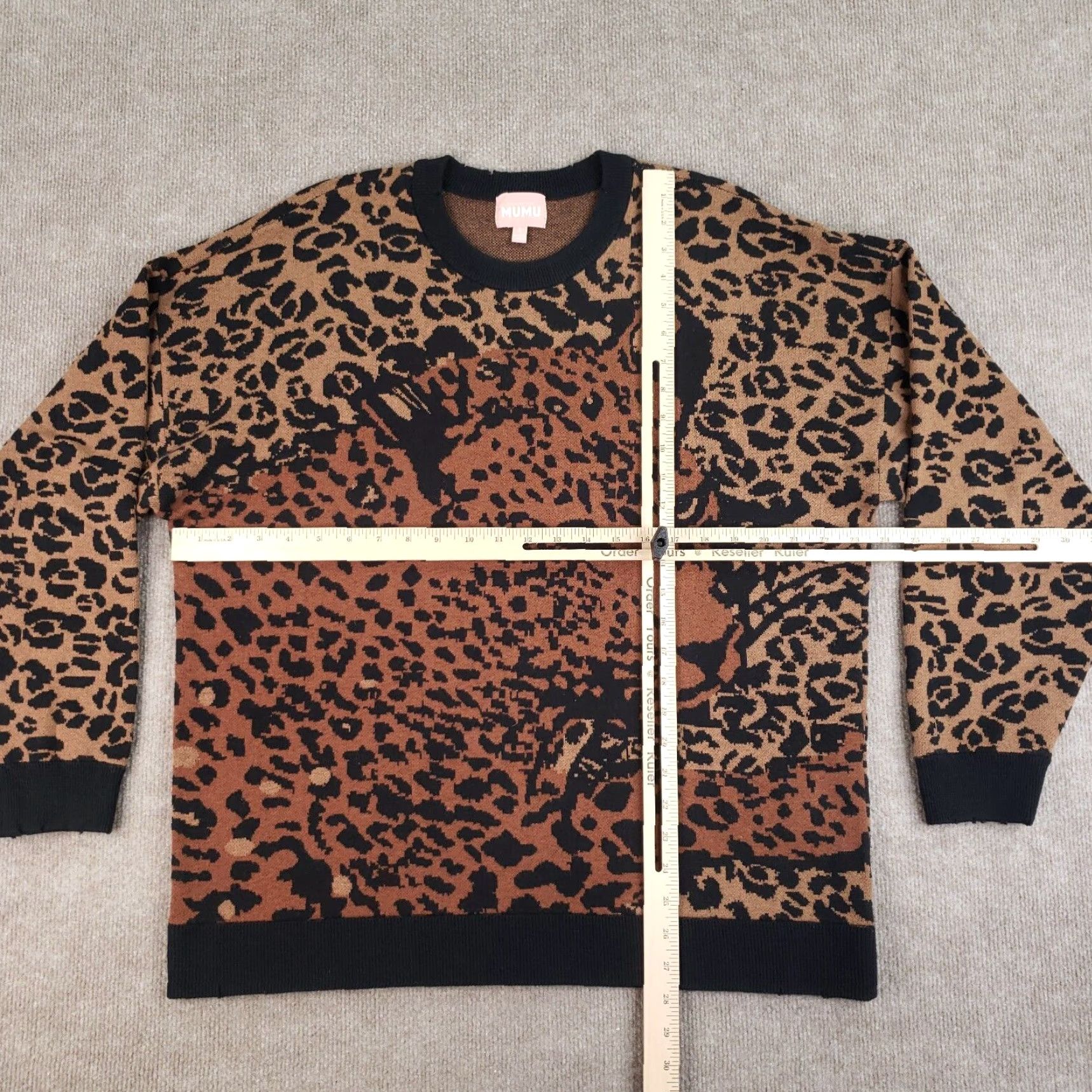 Show Me Your MuMu Show me your Mumu Sweater Womens Small Brown Crew Neck Leopard Knit Long Sleeve - Mens? Size S / US 4 / IT 40 - 3 Thumbnail