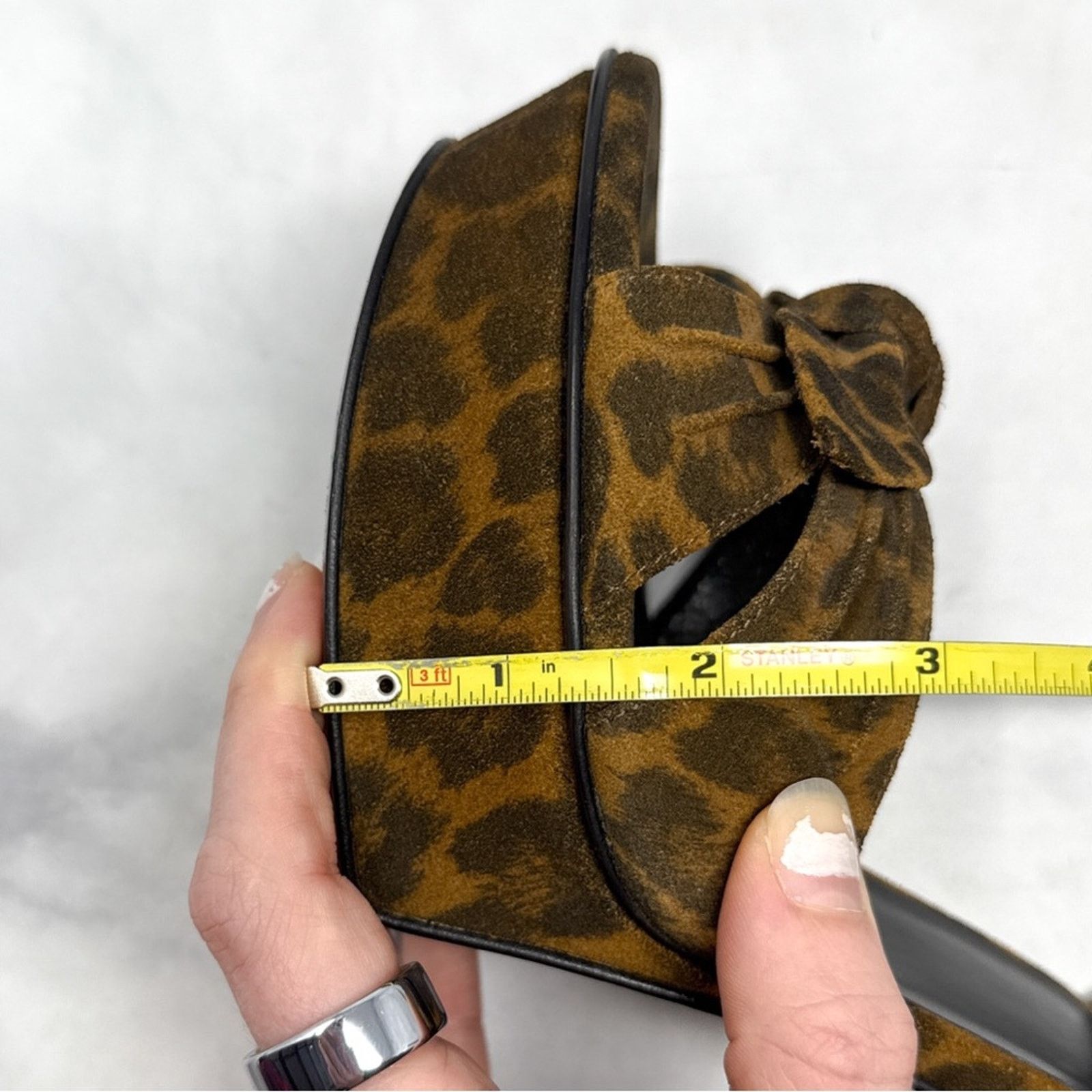 Saint Laurent Paris Saint Laurent Bianca Bow Leopard Suede Platform Sandal Heels Size US 9.5 / IT 39.5 - 14 Thumbnail