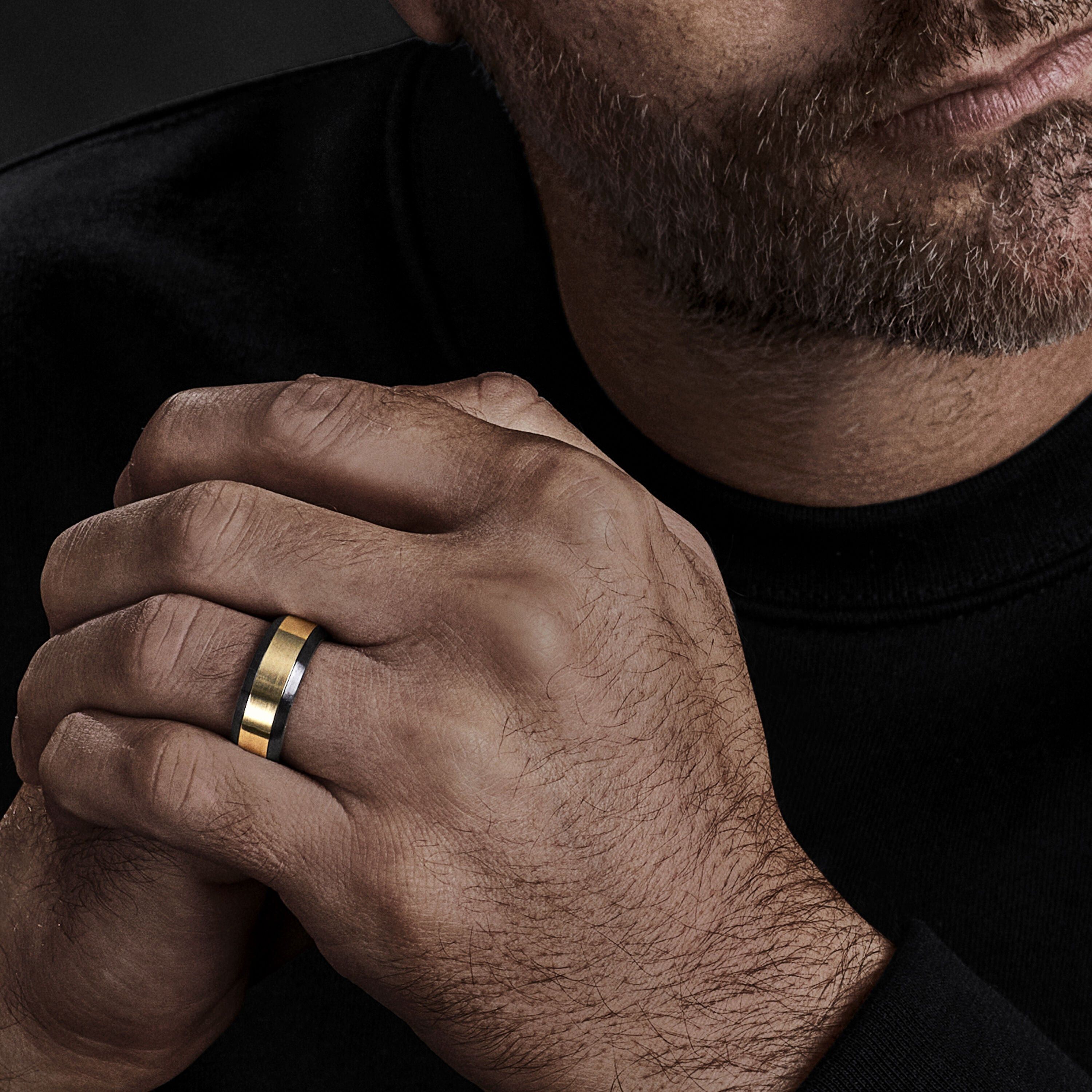 David Yurman o1w1db10325 Size:OS/ Beveled Band Ring in Black/Golden Size ONE SIZE - 4 Thumbnail