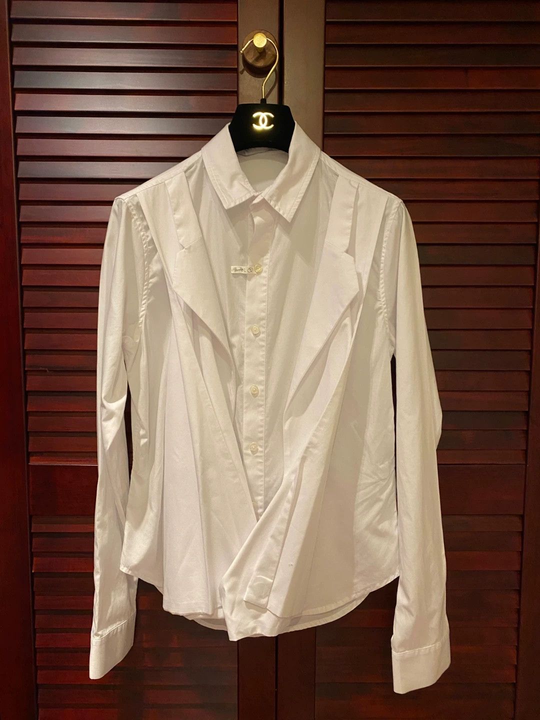 hba dress shirt Hood By Air HBA Logo Shirt Mens Medium White Cotton Streetwear Embroidered