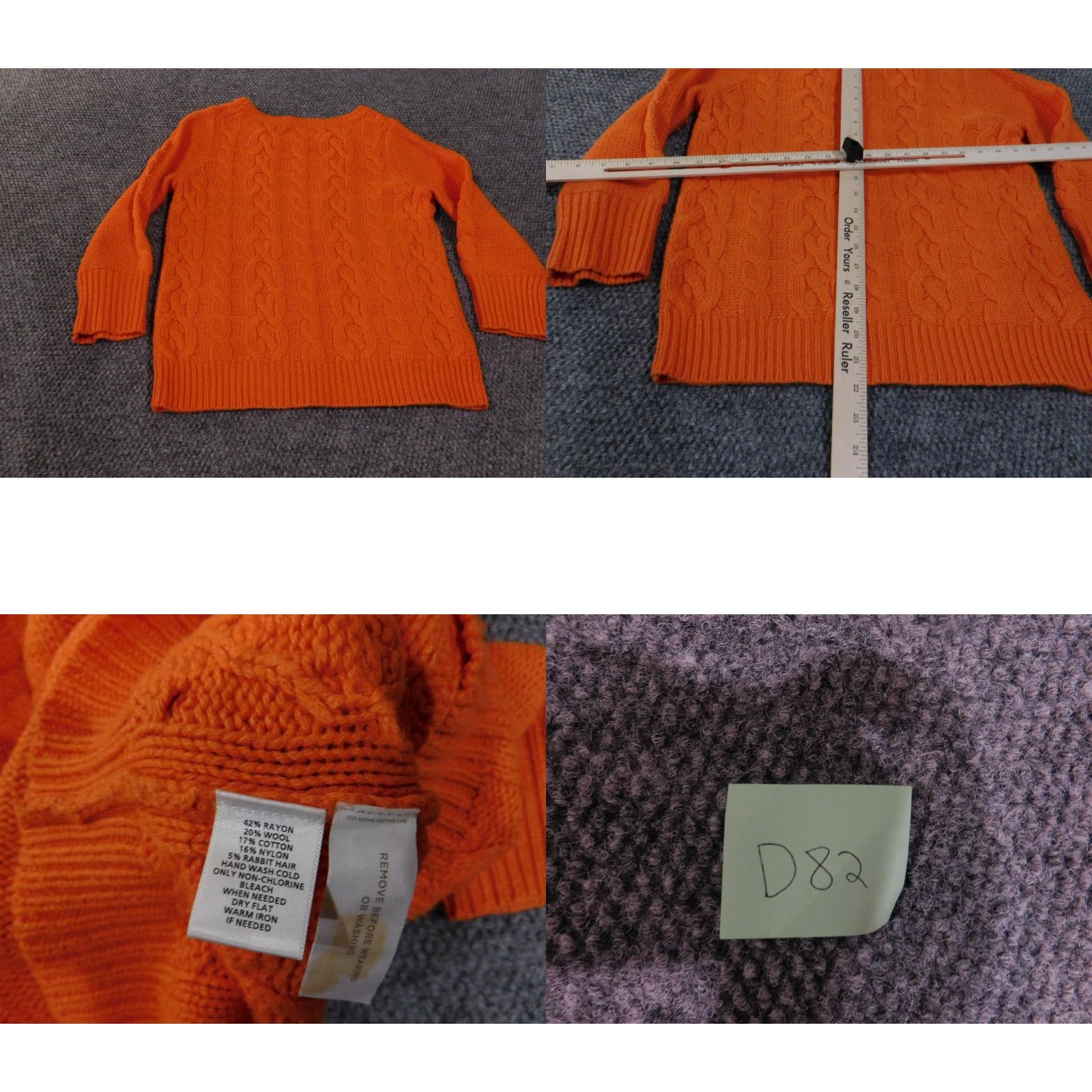Loft LOFT Sweater Womens M Cable Orange Pullover Wool Rayon Crew Neck Long Sleeve Knit Regular Modern Designer Casual Girls Womens (adjusted) Size M / US 6-8 / IT 42-44 - 9 Thumbnail