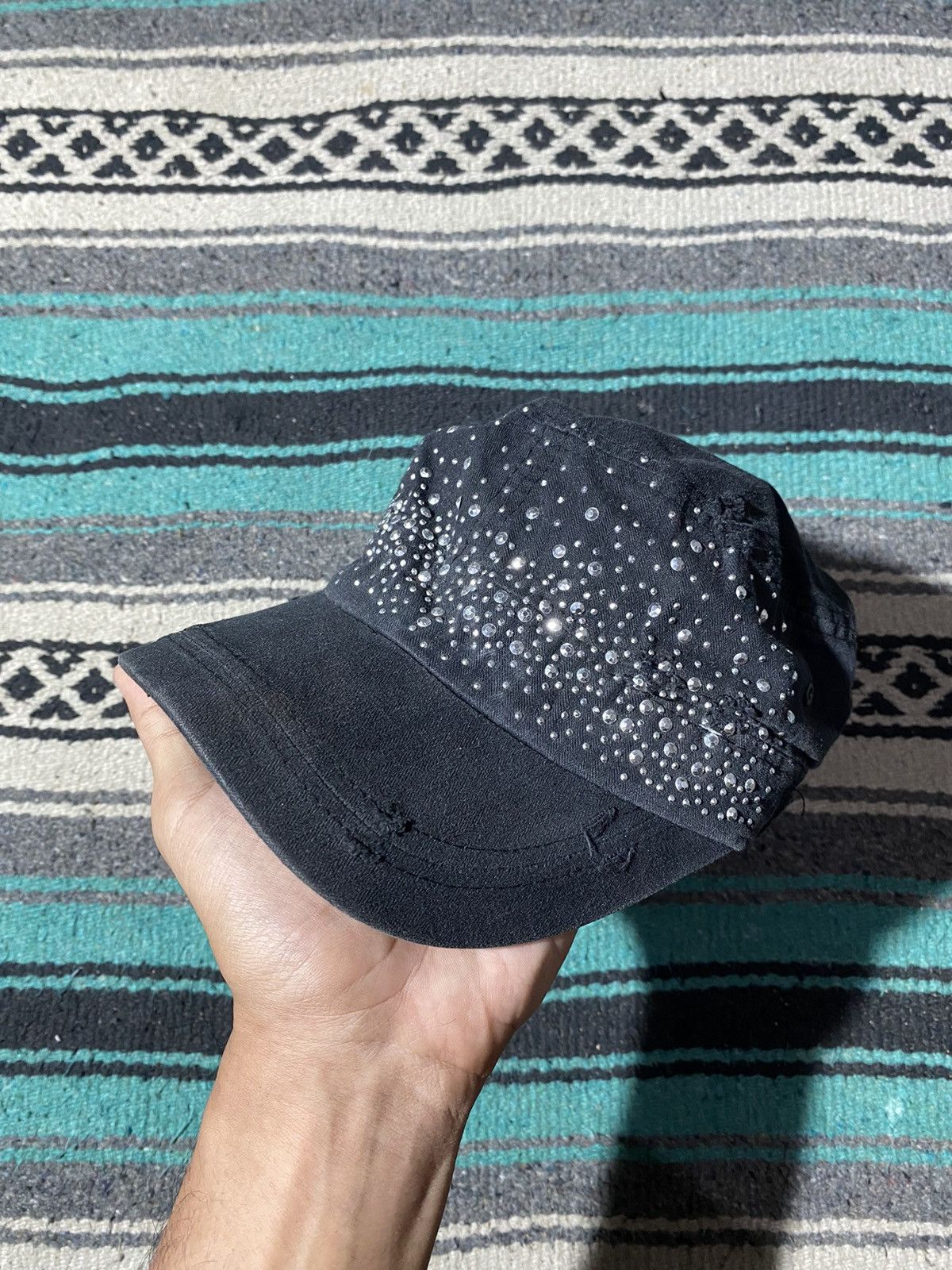 If Six Was Nine Y2K Unknown Studded Emerald Cadet Cap Size ONE SIZE - 1 Thumbnail