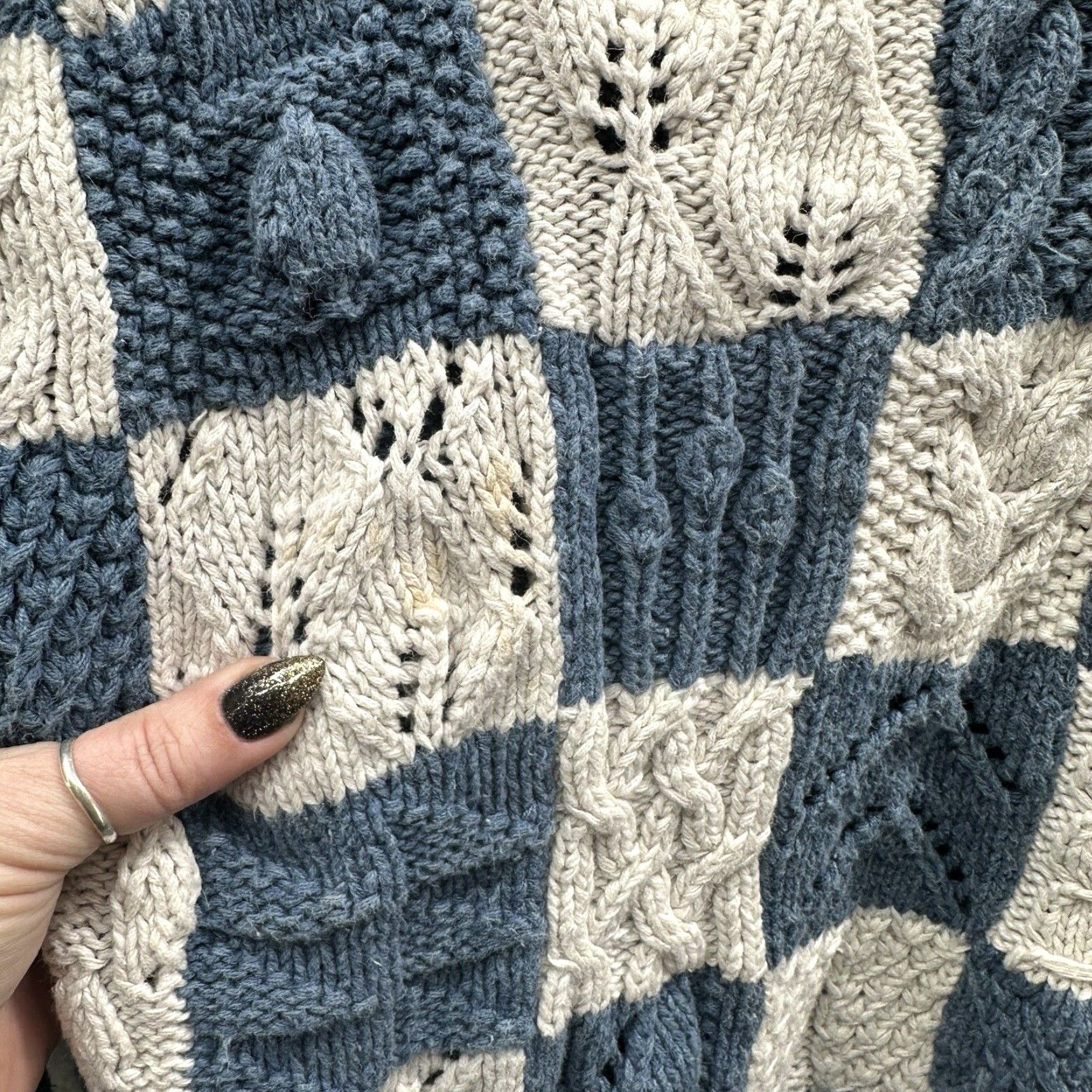 Vintage Vintage Chrysanthem 80s Sweater Women's L Blue Floral Knit Pullover Boho Casual Size L / US 10 / IT 46 - 5 Thumbnail