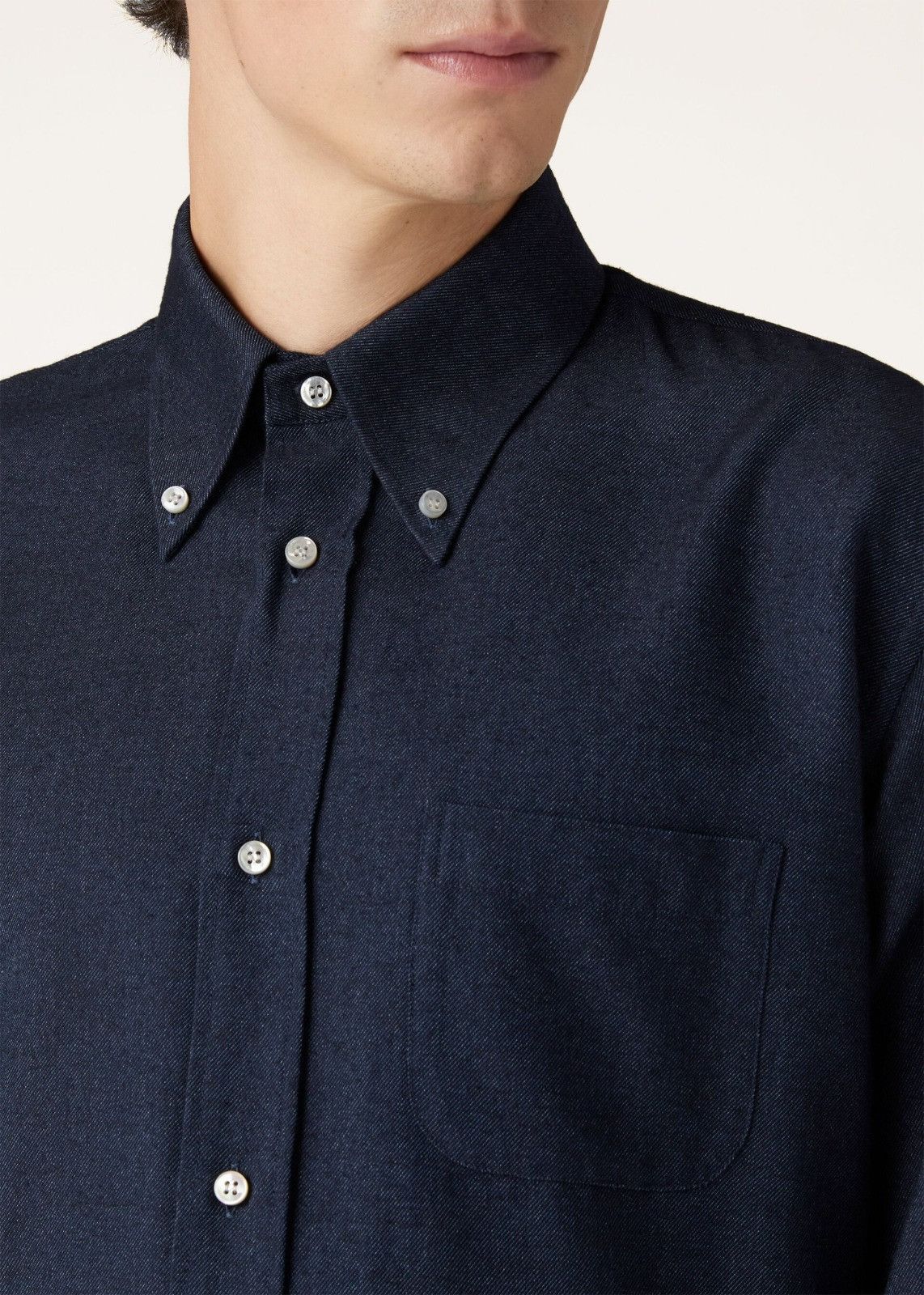 Loro Piana o1srvl11e0525 FAO0362 Denim Shirt in Navy Blue Size US S / EU 44-46 / 1 - 4 Thumbnail