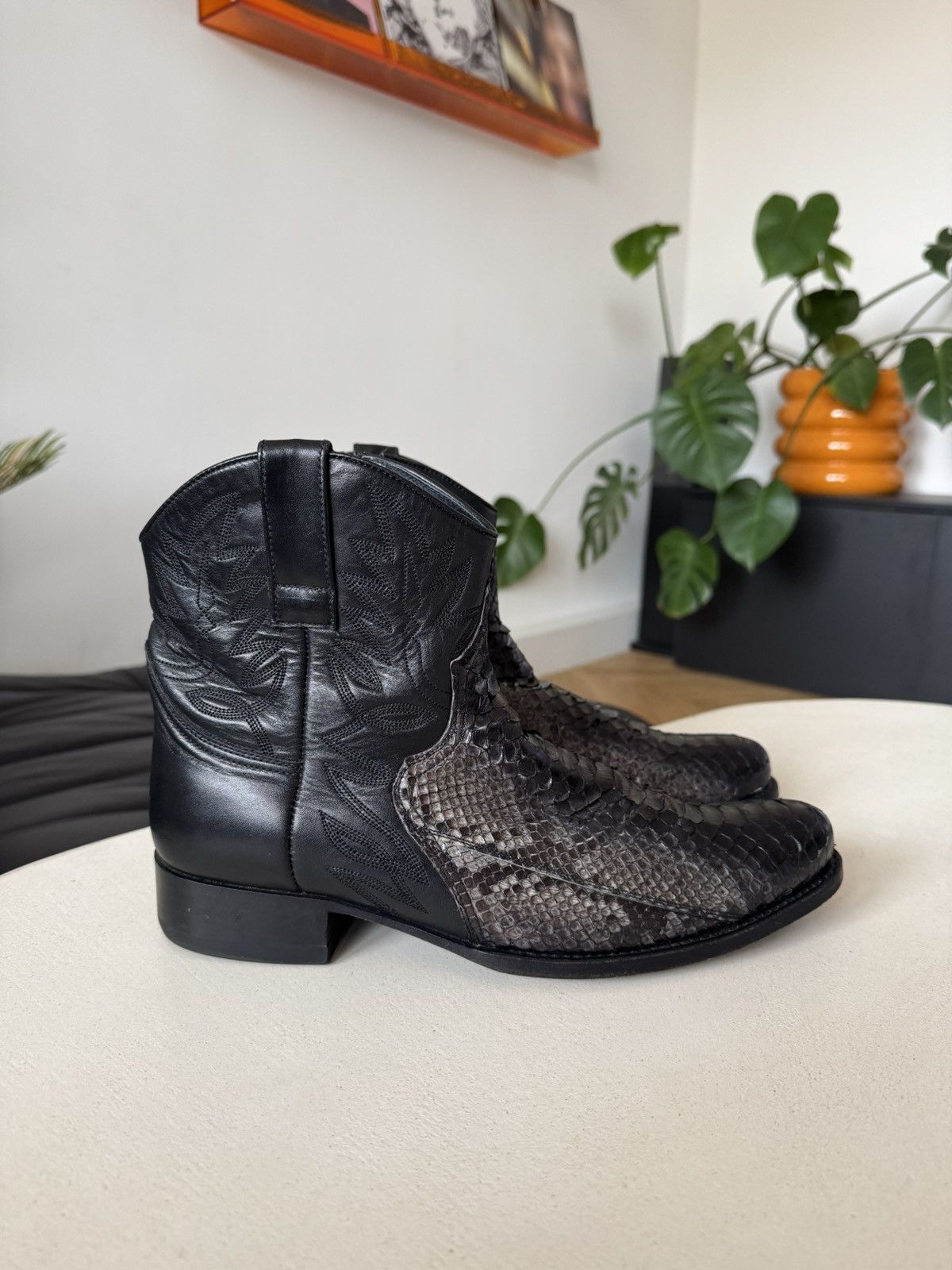 Leather Vintage Sendra Cowboy Leather Boots Washed Snake Skin Rare Size US 8 / EU 41 - 1 Thumbnail