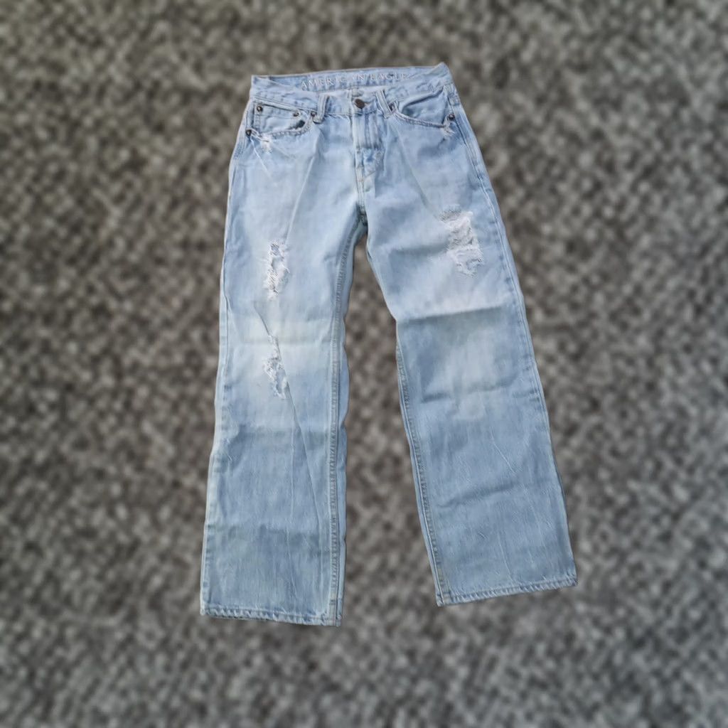 American Eagle Outfitters American Eagle Outfitters Jeans Men’s 26x28 Blue Denim Straight 5-Pocket Distressed Relaxed Low Rise Denim)$ Size US 26 / EU 42 - 1 Thumbnail
