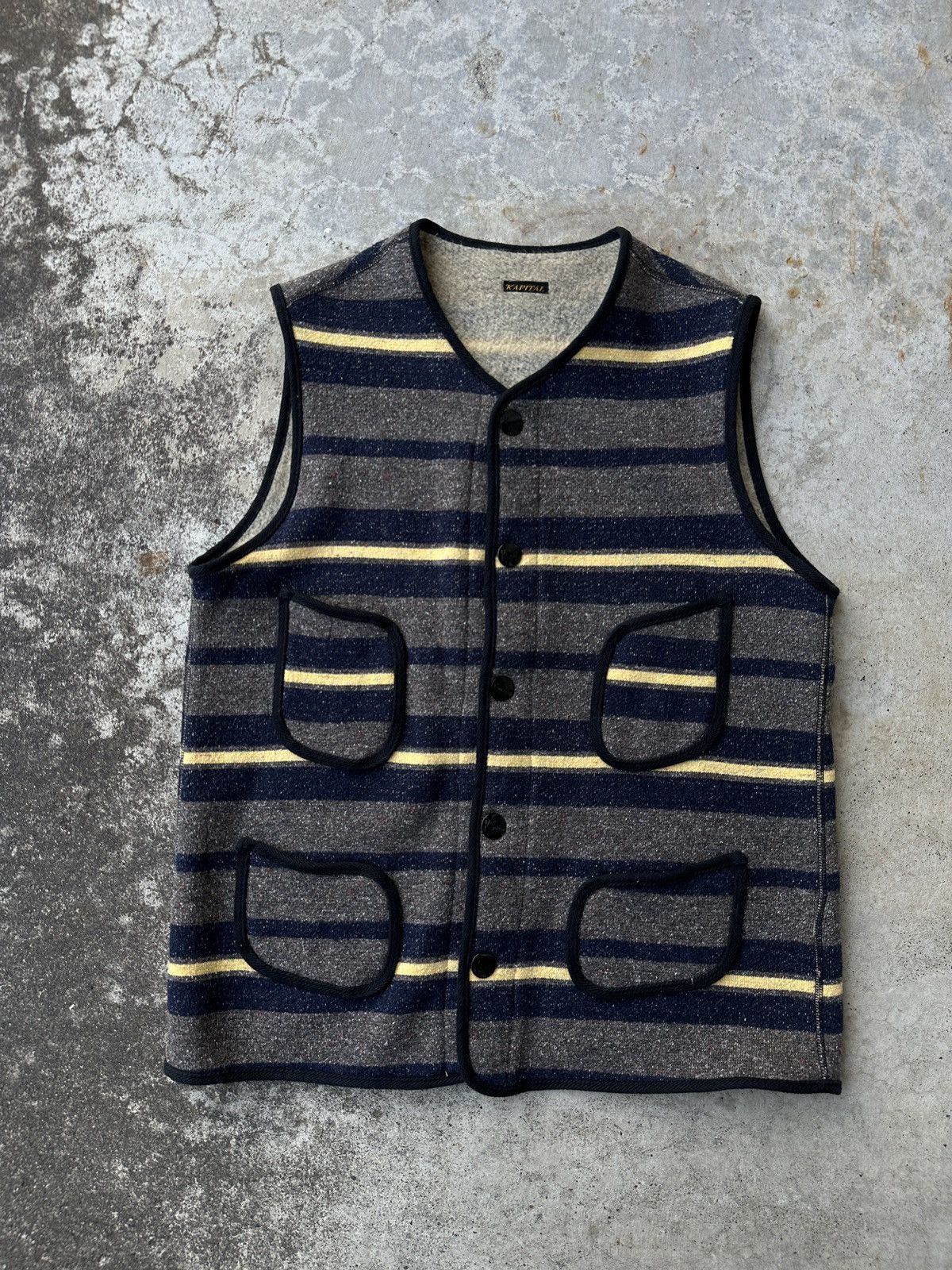 Kapital Blanket Striped Mohair Fleece Brown’s Beach Vest Reversible Size US L / EU 52-54 / 3 - 15 Thumbnail