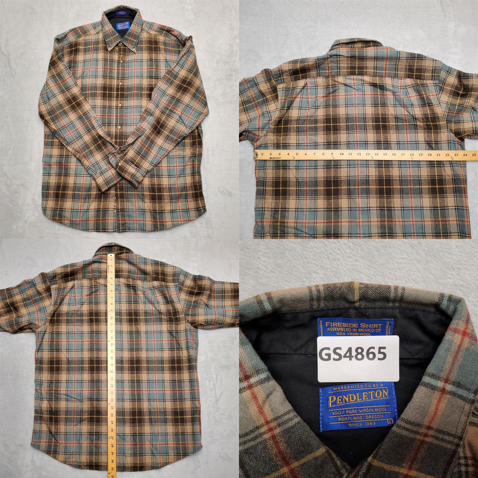 Pendleton VINTAGE Pendleton Shirt Mens Large Blue Plaid Fireside 100% Pure Virgin Wool Cabincore Size US L / EU 52-54 / 3 - 8 Thumbnail
