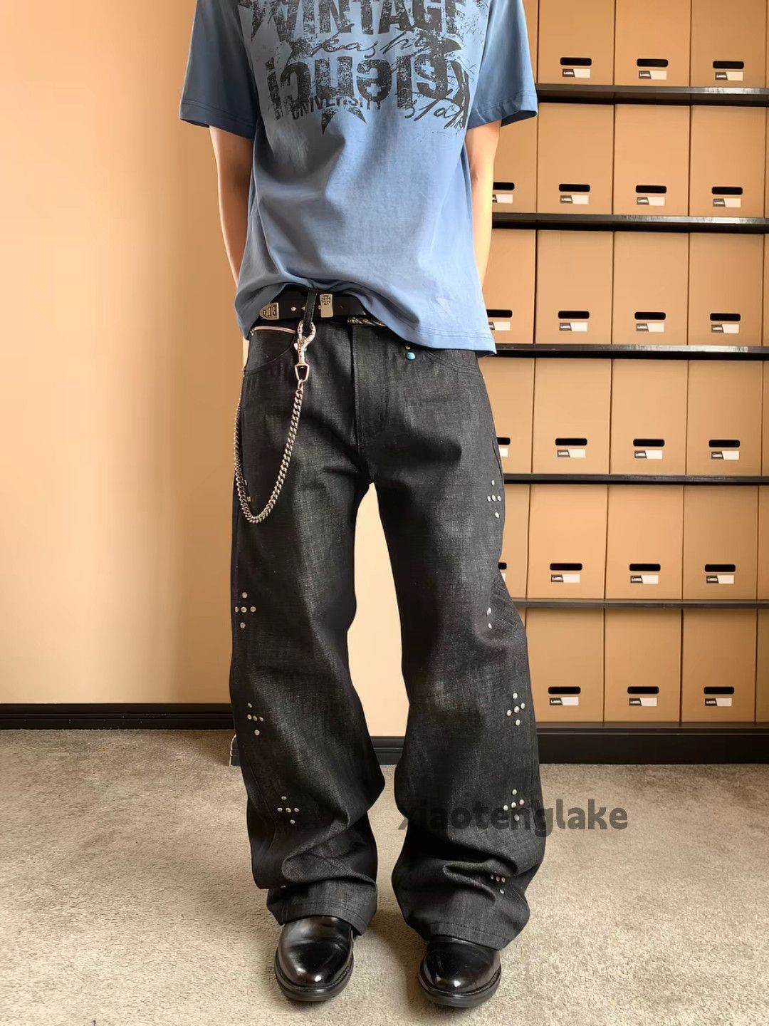 Jean xtl denim rivet punk grunge loose hiphop y2k jeans Size US 32 / EU 48 - 2 Thumbnail