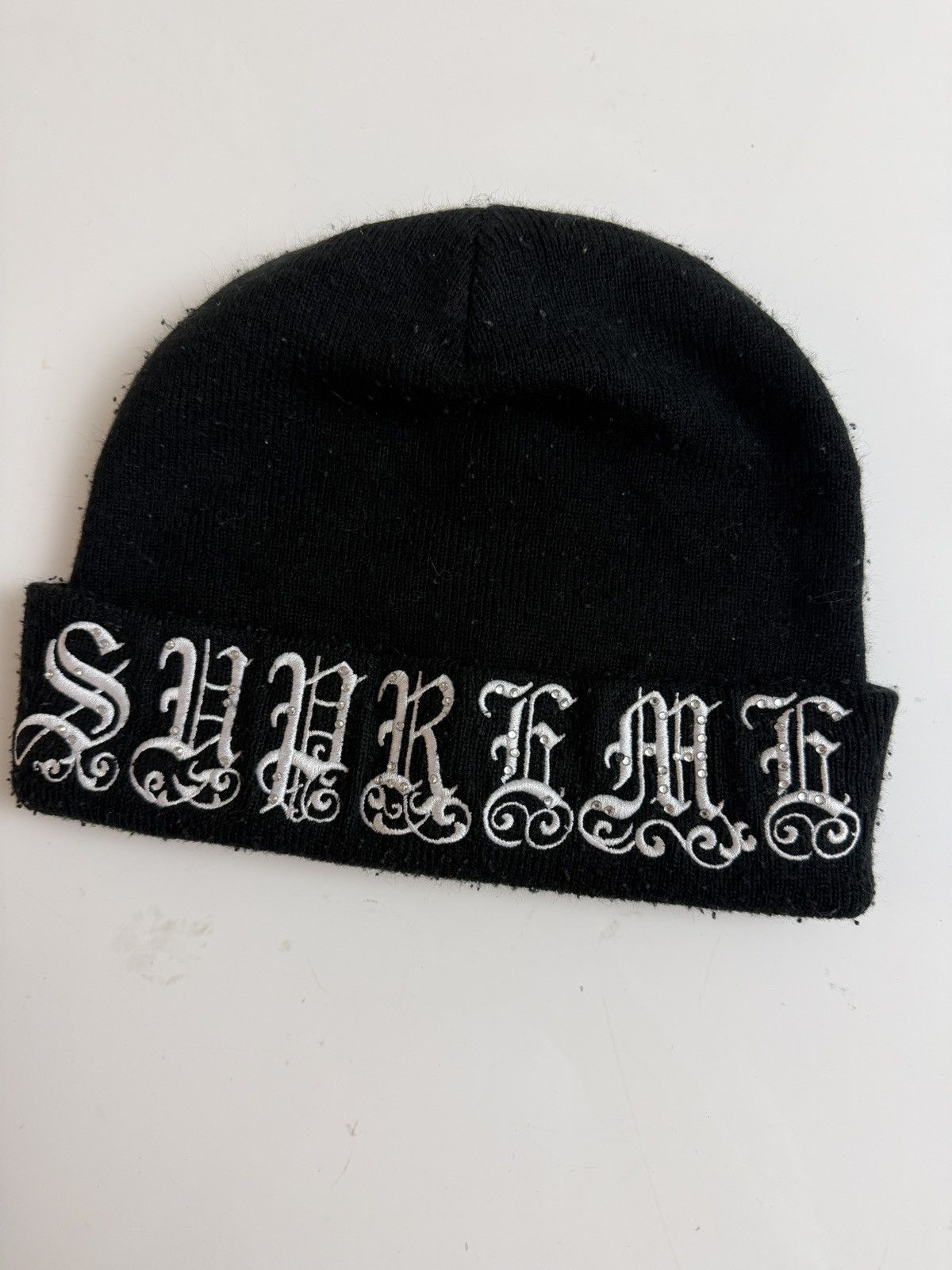 Supreme Supreme Gothic Letter Rhinestone Beanie Size ONE SIZE - 1 Thumbnail
