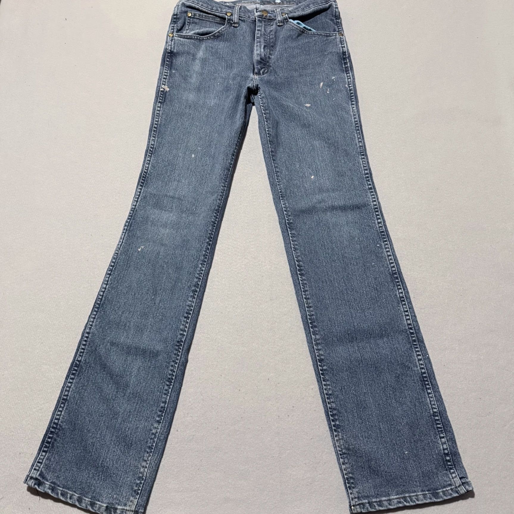 Wrangler Wrangler Cowboy Cut Jeans Men Blue Denim Paint Splatter Slim Fit Zip Fly - 30X34 Size US 30 / EU 46 - 2 Thumbnail