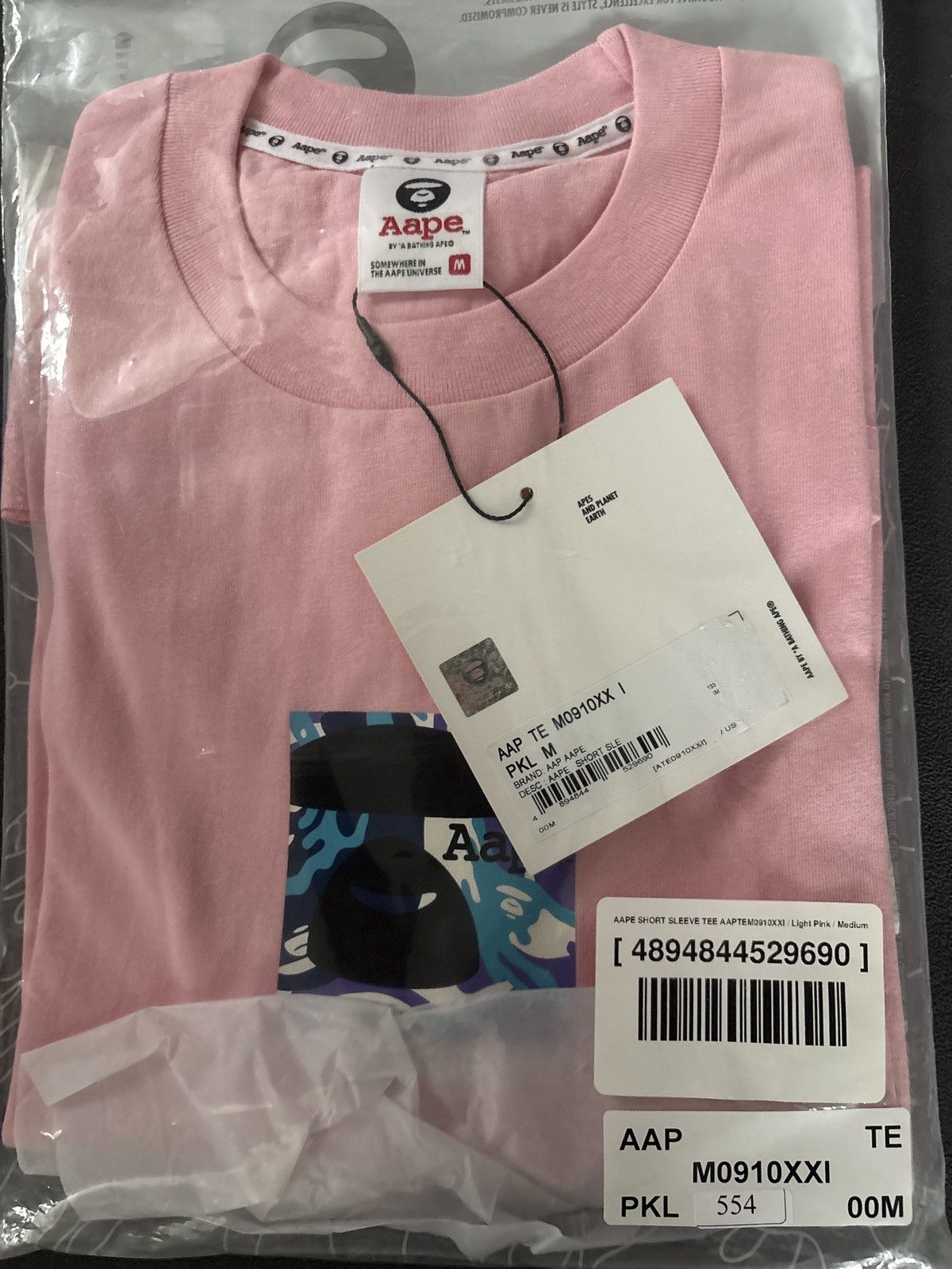 Aape × Bape Aape t-shirt pink purple and blue ape face Size US M / EU 48-50 / 2 - 10 Thumbnail