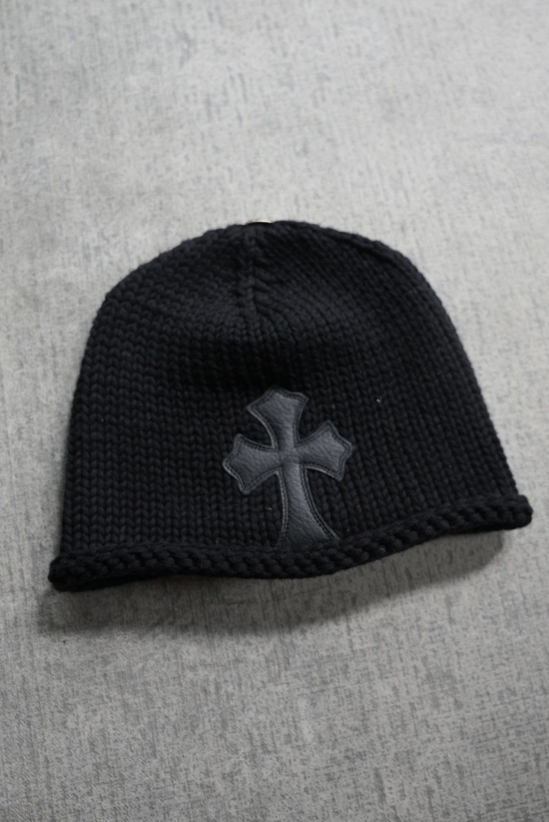 Chrome Hearts Chrome Hearts Black Knit Beanie Cross Patch Size ONE SIZE - 1 Thumbnail