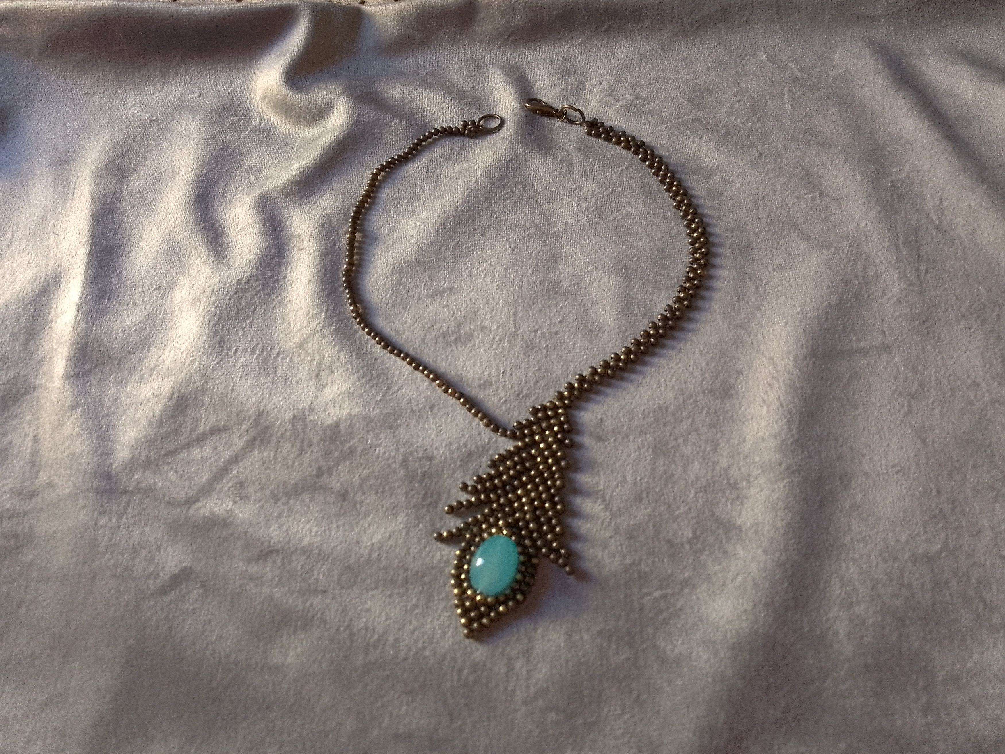 Handmade Necklace Vintage Beaded Feather Blue Crystal Antique Size ONE SIZE - 5 Thumbnail