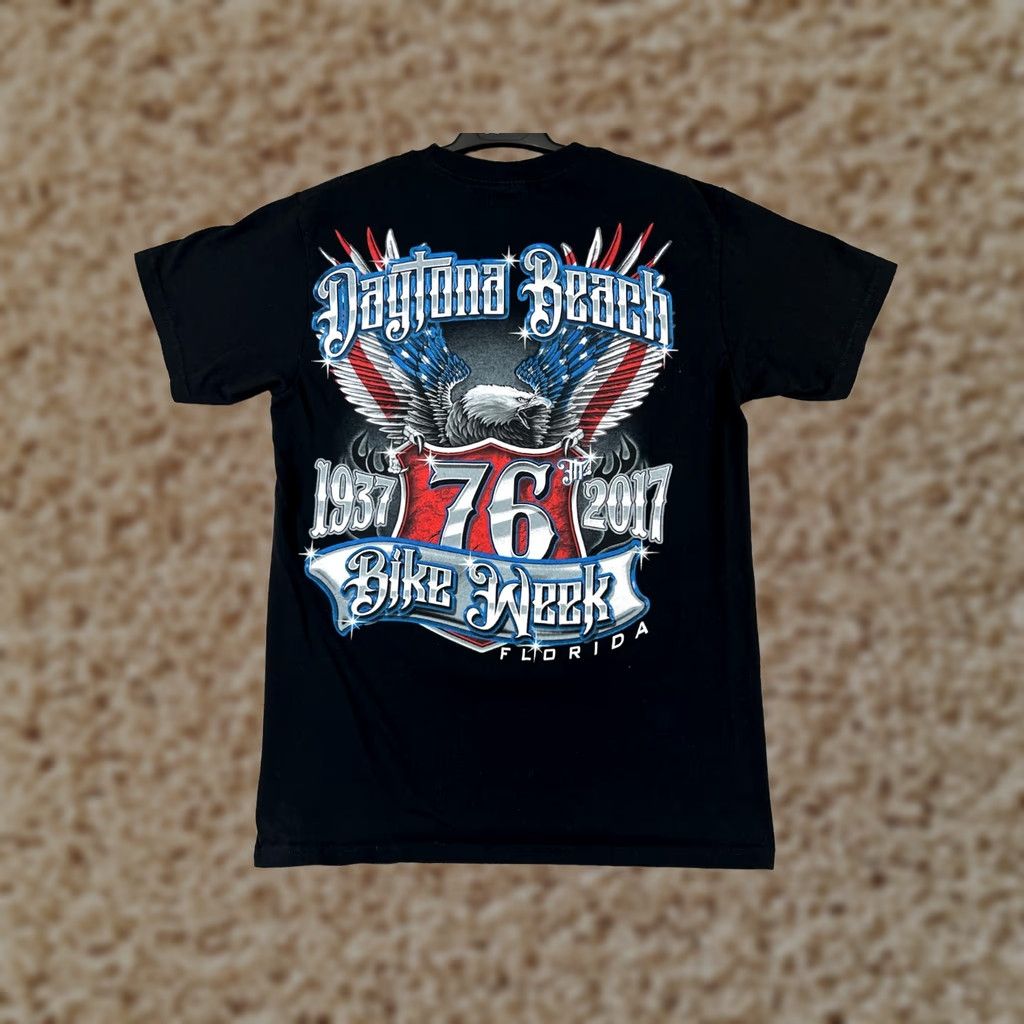 Vintage Bike Week Shirt Mens M Black Short Sleeve Crew Neck 76th 2017 Sports Logo, Motorcycle Theme Size US M / EU 48-50 / 2 - 1 Thumbnail