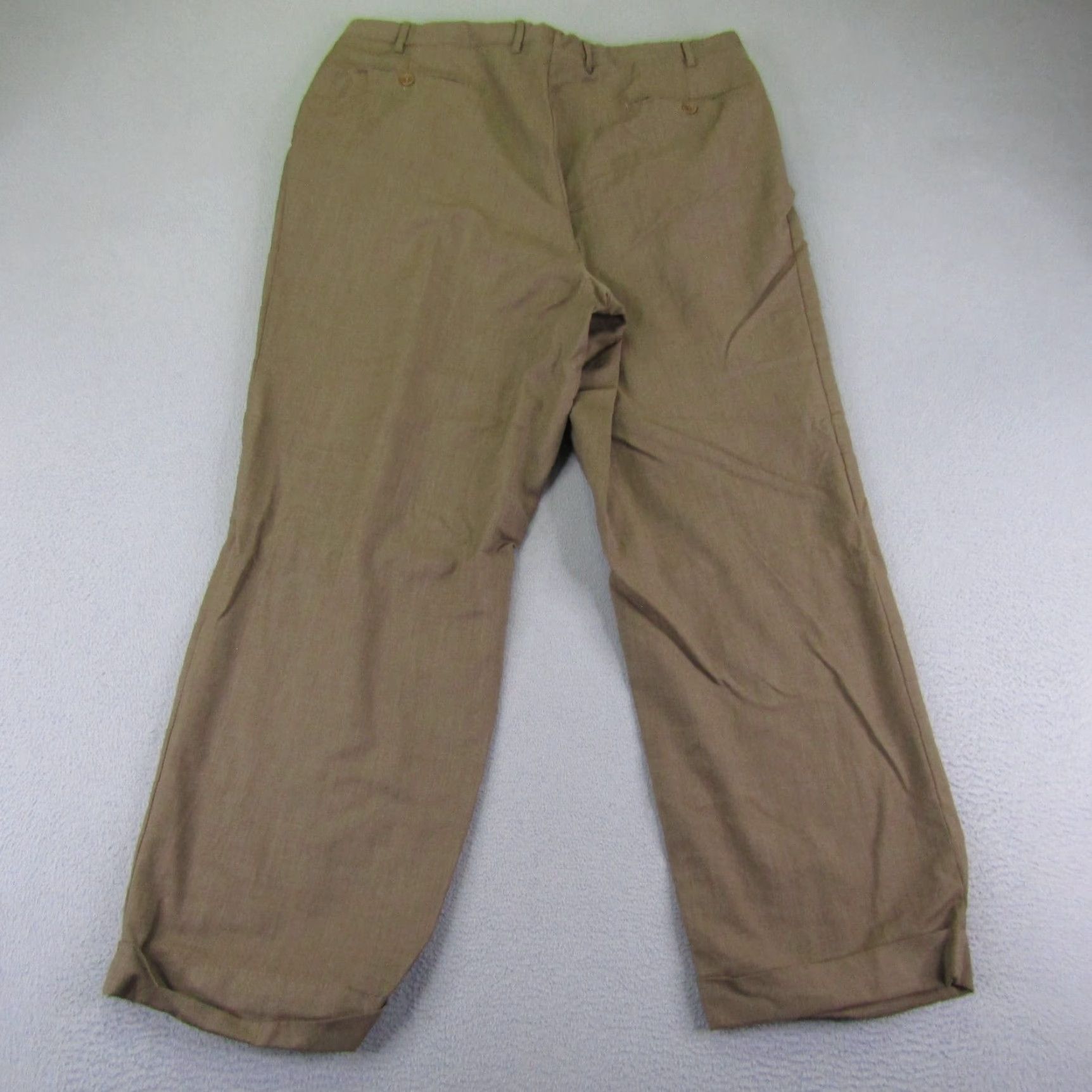 Canali VINTAGE Canali Dress Pants Mens 36x28 Brown Wool Trousers Pleated Cuffed Wide Leg Italy 90s Mens Size US 36 / EU 52 - 4 Thumbnail