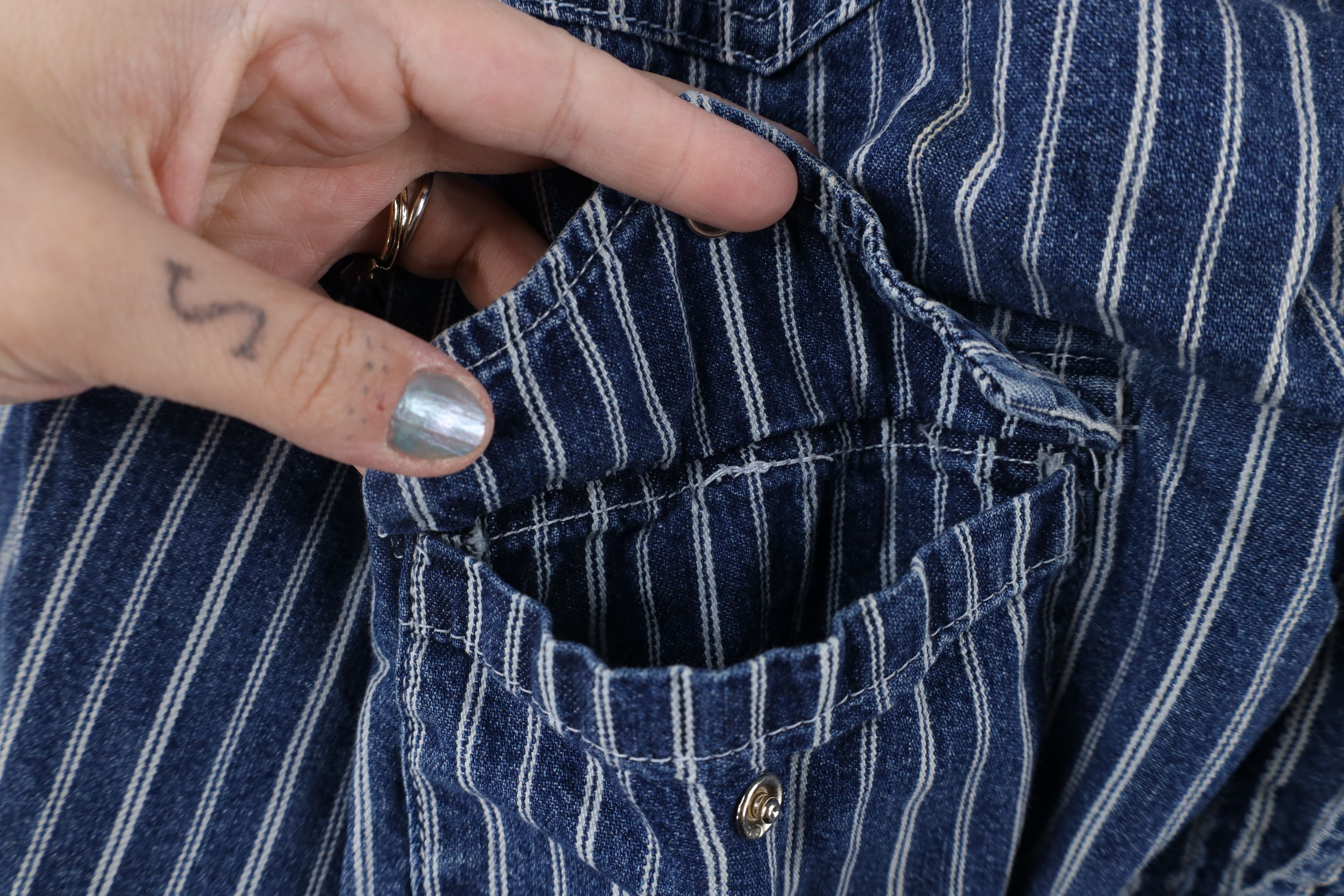 Vintage Vintage Streetwear Striped Denim Thermal Lined Shirt Jacket Size US XL / EU 56 / 4 - 6 Thumbnail