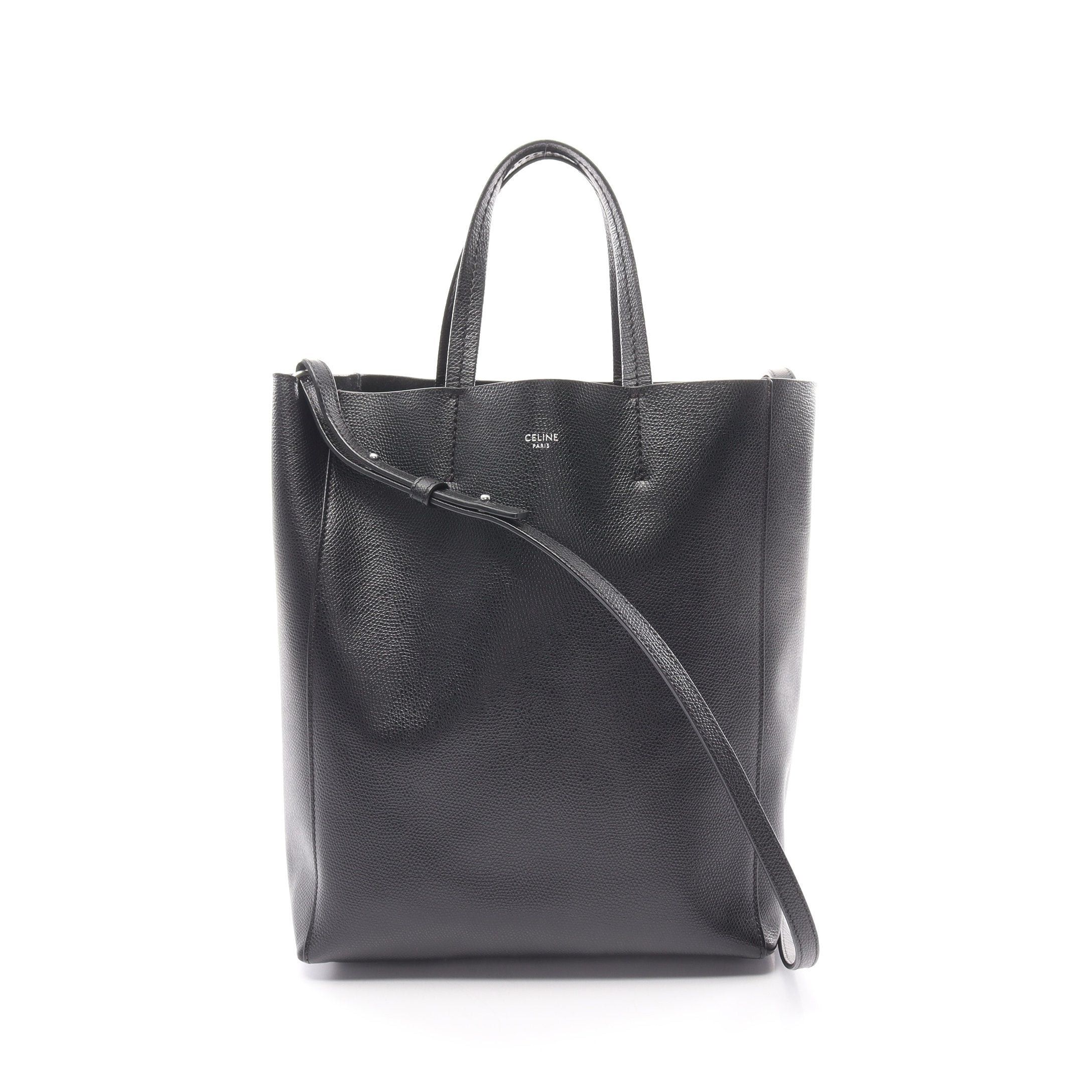 image of Celine Vertical Small Hippopotamus Handbag Tote Bag Leather Black 2Way, Women's