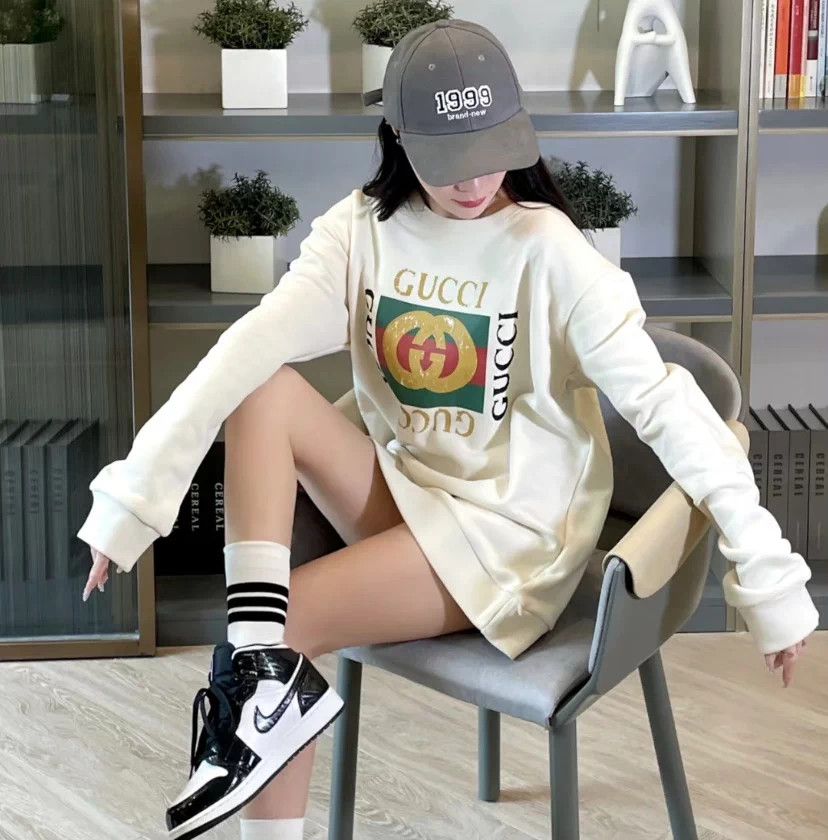 Gucci Gucci Off-White Double G Distressed Sweatshirt Size US L / EU 52-54 / 3 - 8 Thumbnail