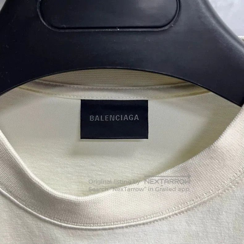 Balenciaga Balenciaga Beige Logo Print Oversized T-Shirt. Size US XXS / EU 40 - 3 Thumbnail