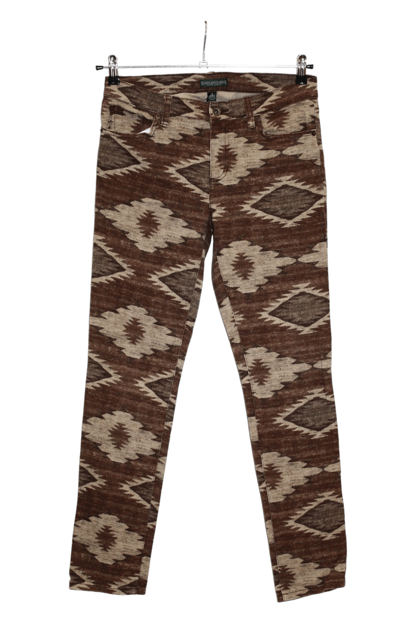 image of Lauren Jeans Co. Ralph Laurent Navajo Printed Skinny Jeans in Brown, Women's (Size 28)