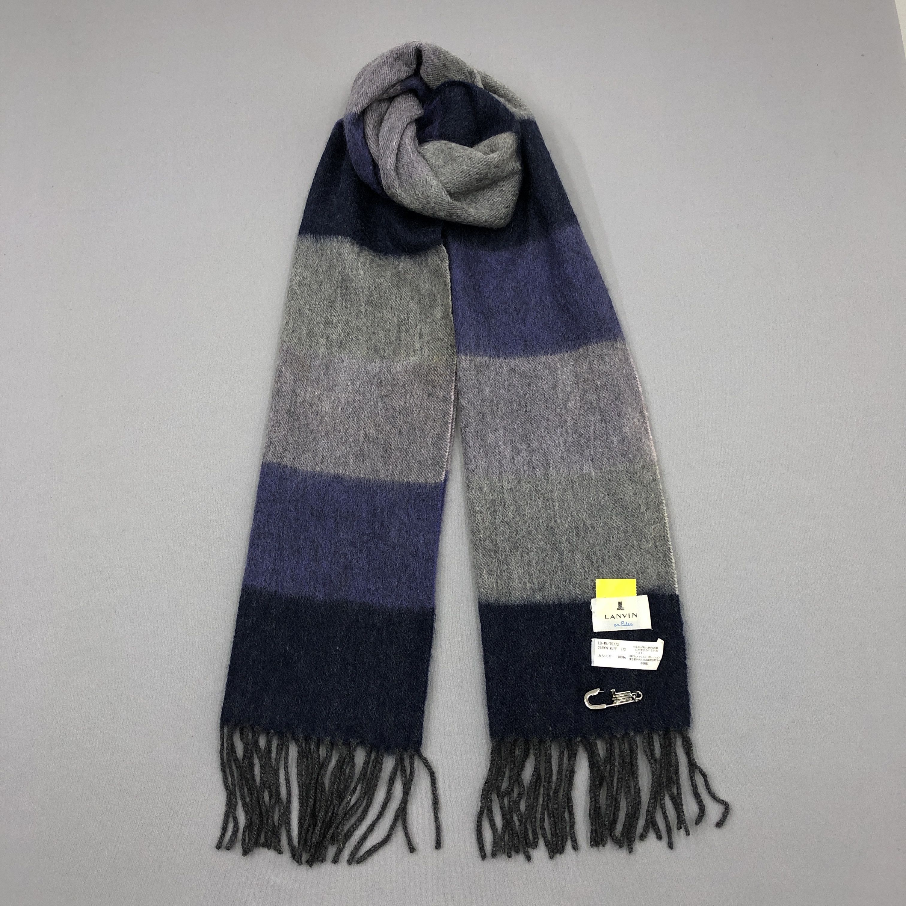 Vintage Lanvin Scarf Muffler Wool Fringe Winter Scarves