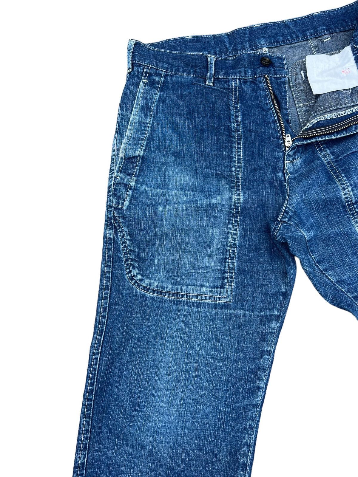 Comme des Garcons Homme Vintage CDGH Distress Fade Blue Denim Military Work Pant Size US 29 - 6 Thumbnail