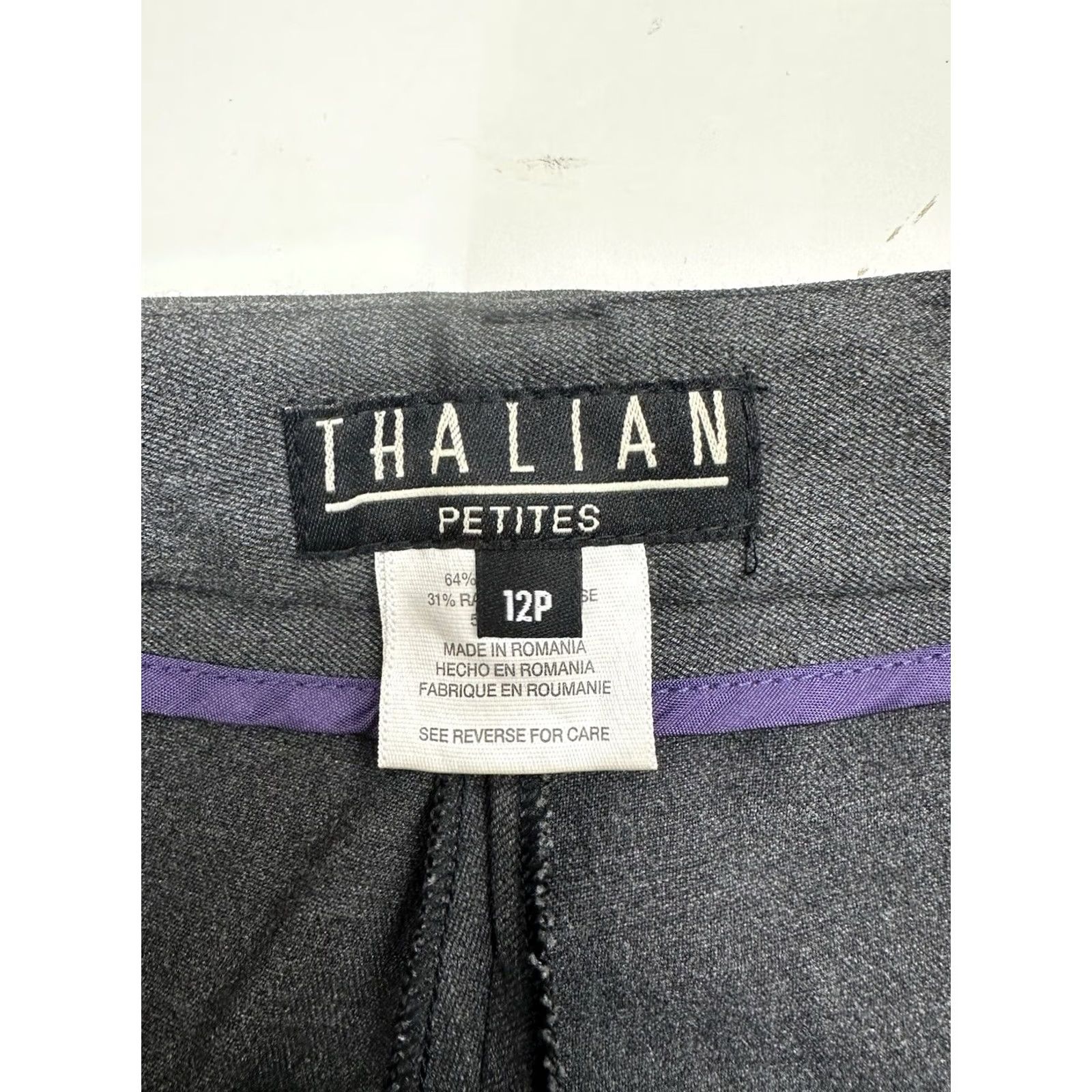 Vintage Thalian Womens Dress Pants Size 12P Petite Gray Pants Size 34" / US 12 / IT 48 - 3 Thumbnail