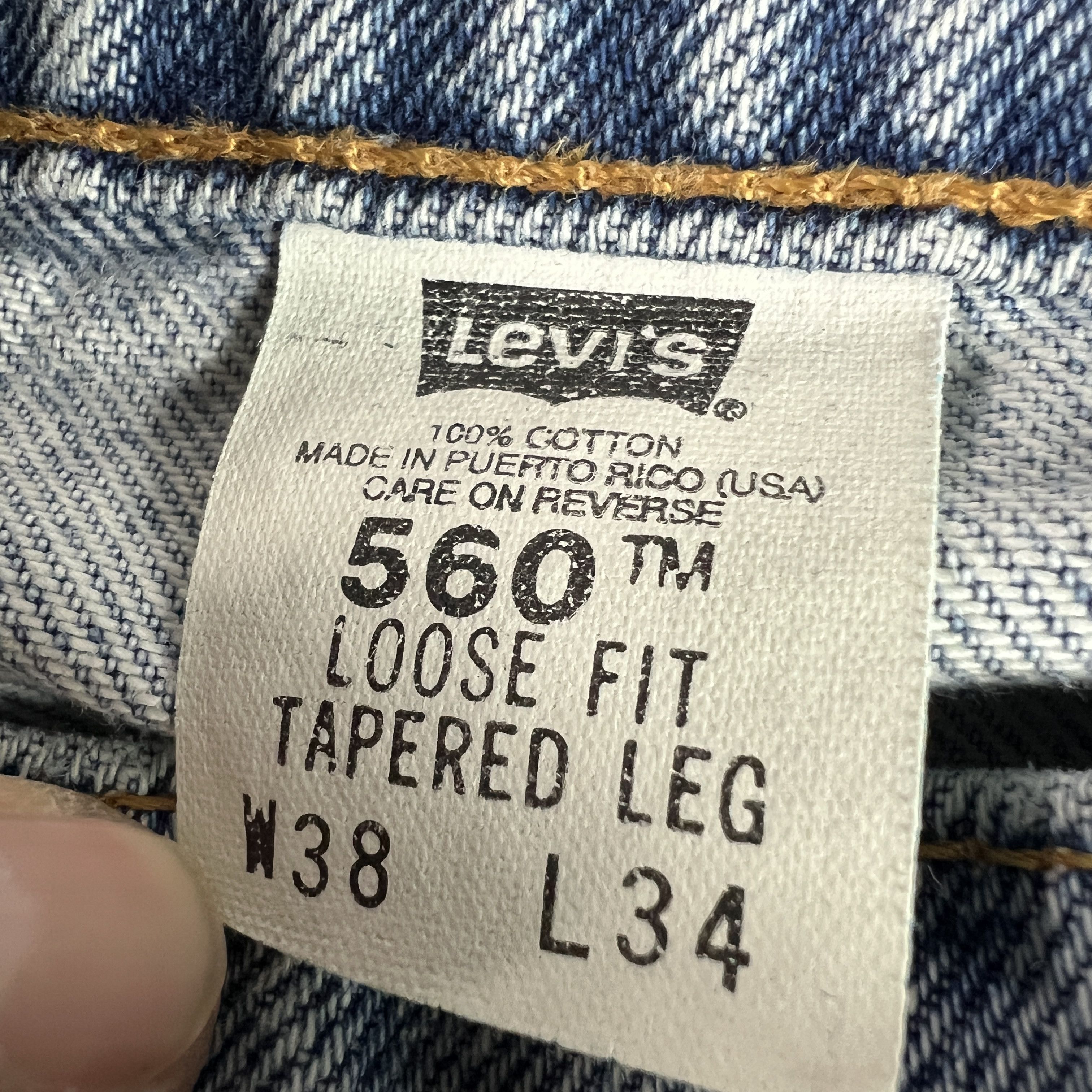 Levi's VTG 90s Levis Jeans 560 Loose Tapered Blue Denim Orange Tab Size US 37 - 10 Thumbnail